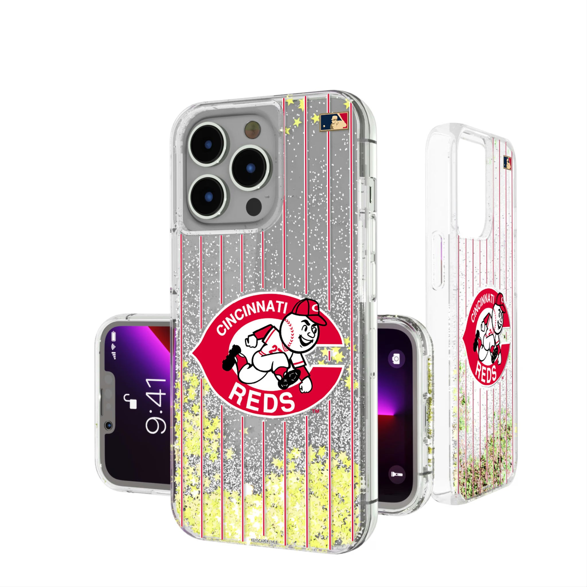Cincinnati Reds 1974-1992 - Cooperstown Collection Pinstripe iPhone Glitter Phone Case for Apple iPhone
