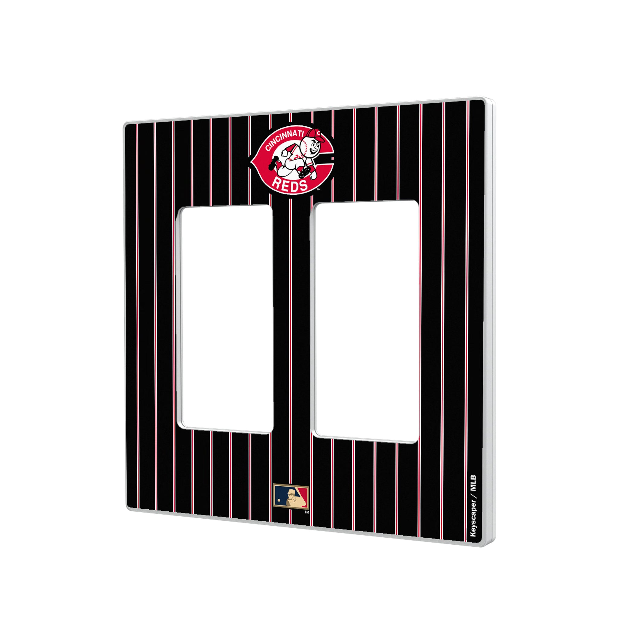 Cincinnati Reds 1974-1992 - Cooperstown Collection Pinstripe Hidden-Screw Light Switch Plate#Style_Double Rocker