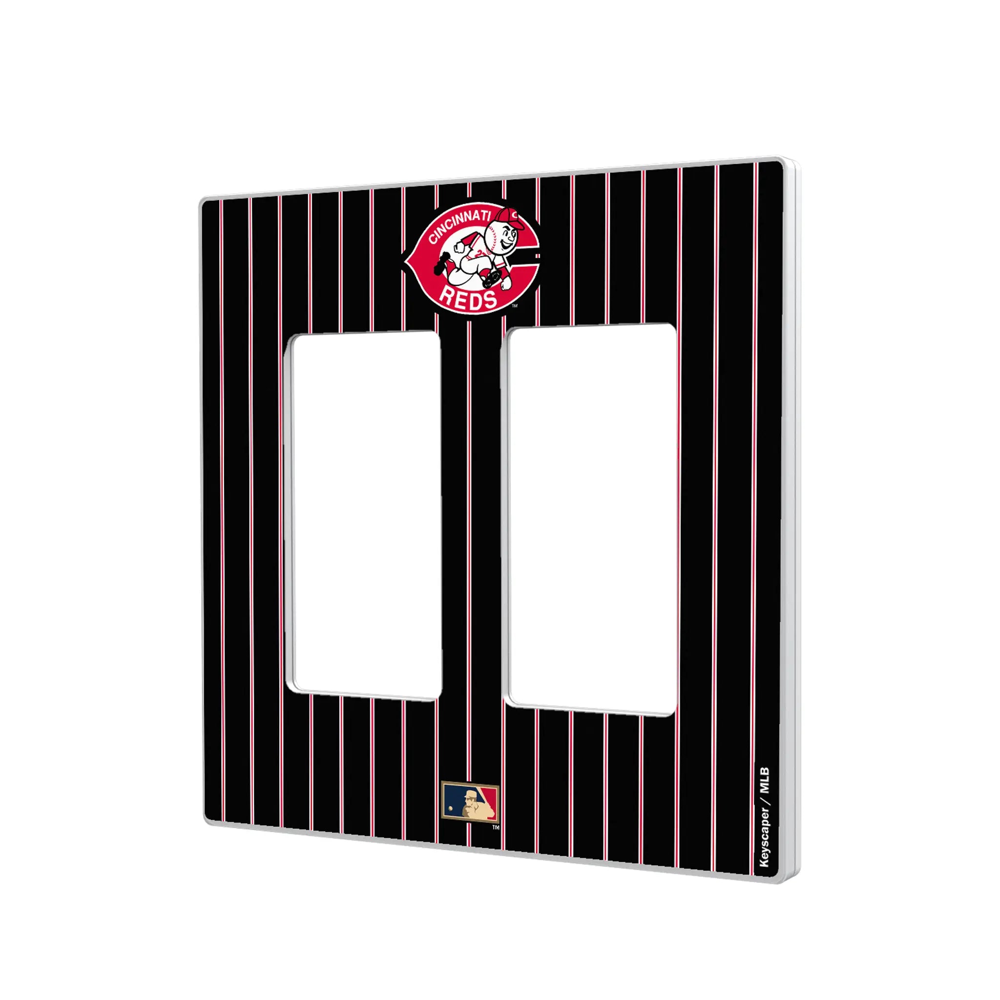 Cincinnati Reds 1974-1992 - Cooperstown Collection Pinstripe Hidden-Screw Light Switch Plate#Style_Double Rocker