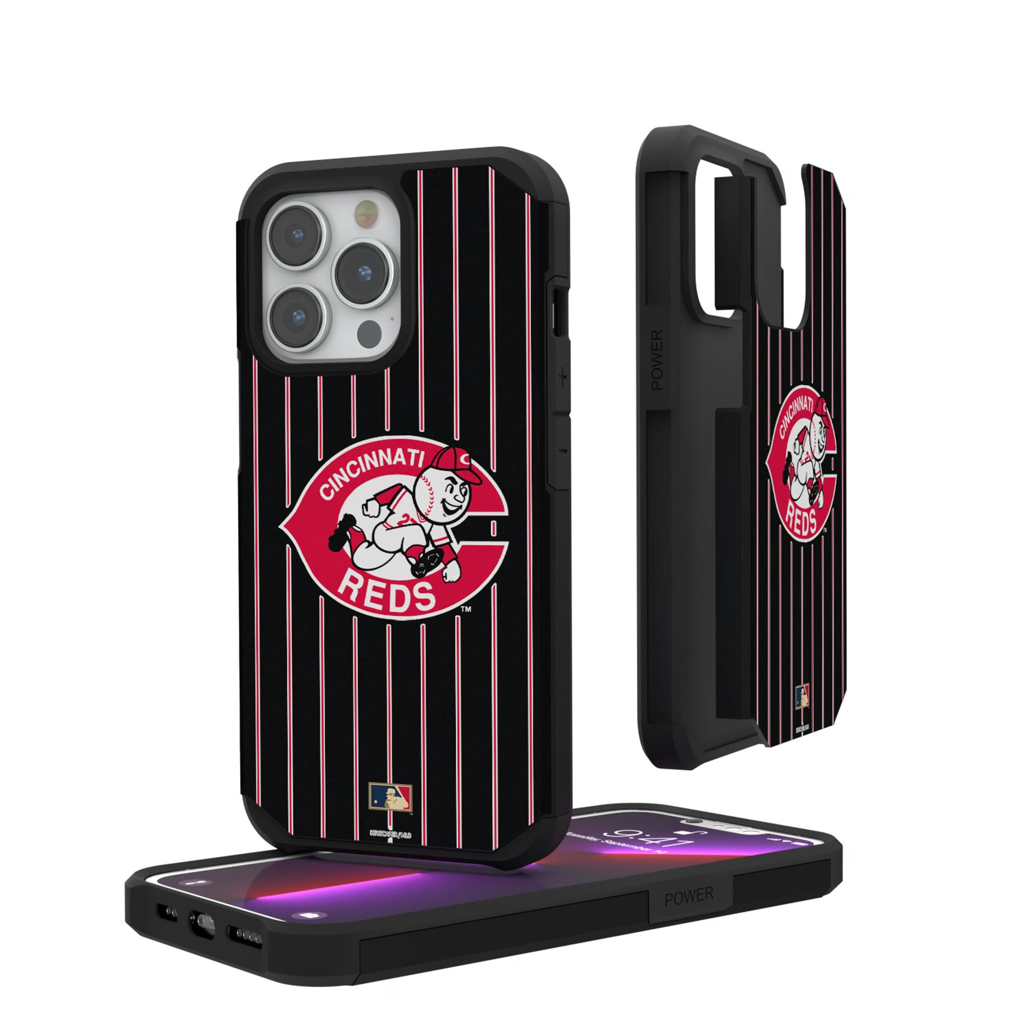 Cincinnati Reds 1974-1992 - Cooperstown Collection Pinstripe iPhone Rugged Phone Case for Apple iPhone
