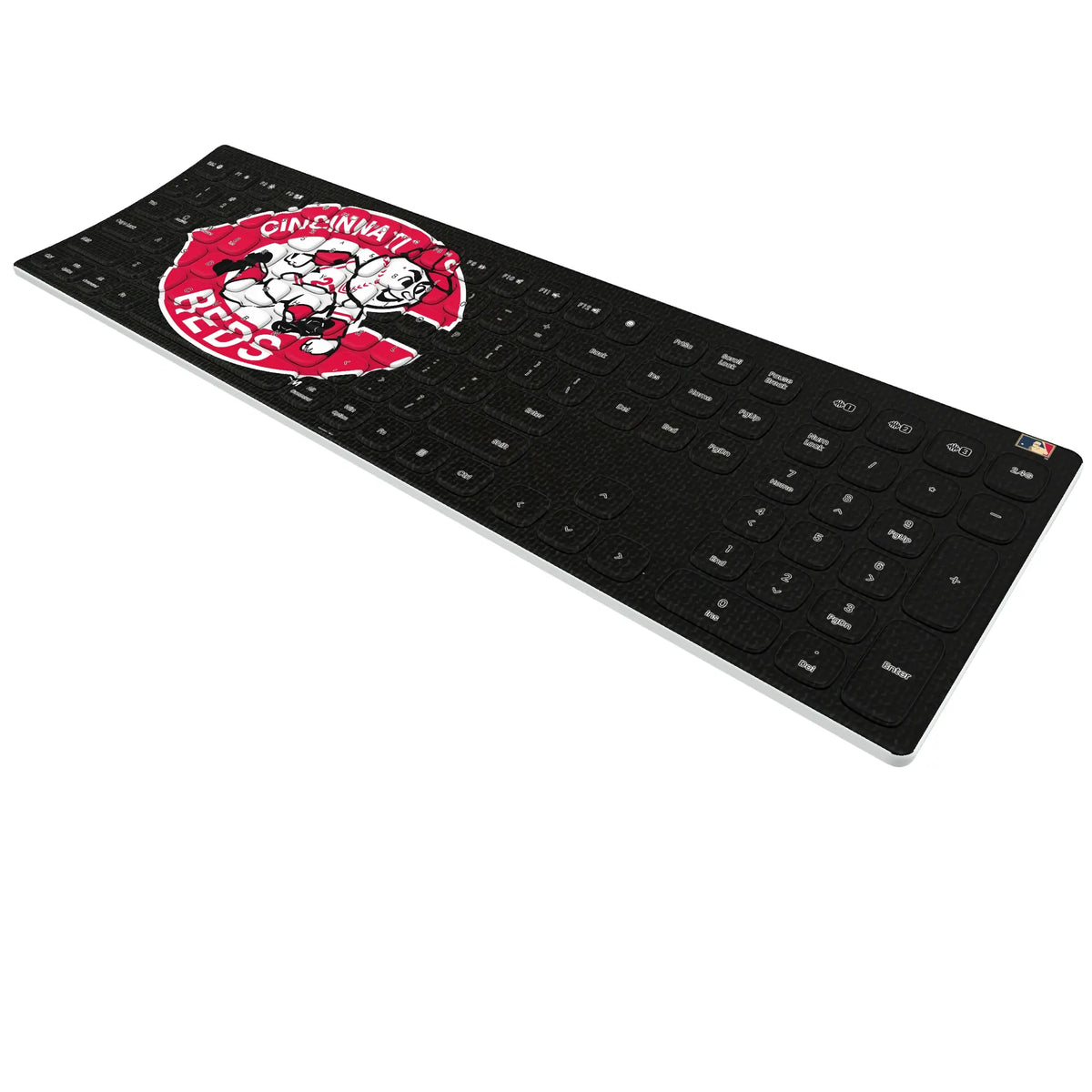 Cincinnati Reds 1974-1992 - Cooperstown Collection Solid KKB605 Curved Wireless Keyboard - Isometric View