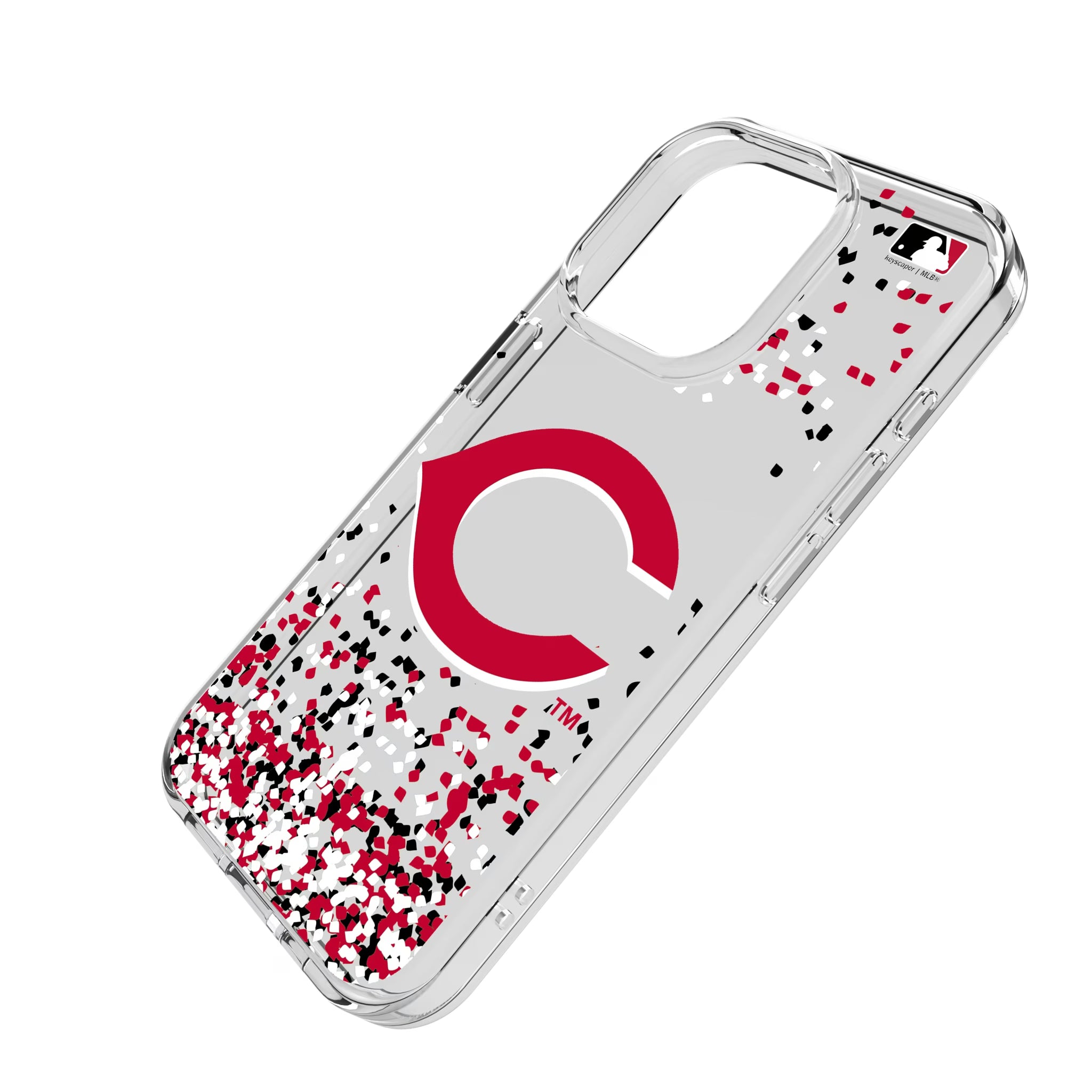 Cincinnati Reds Confetti iPhone Clear Phone Case for Apple iPhone - Isometric View