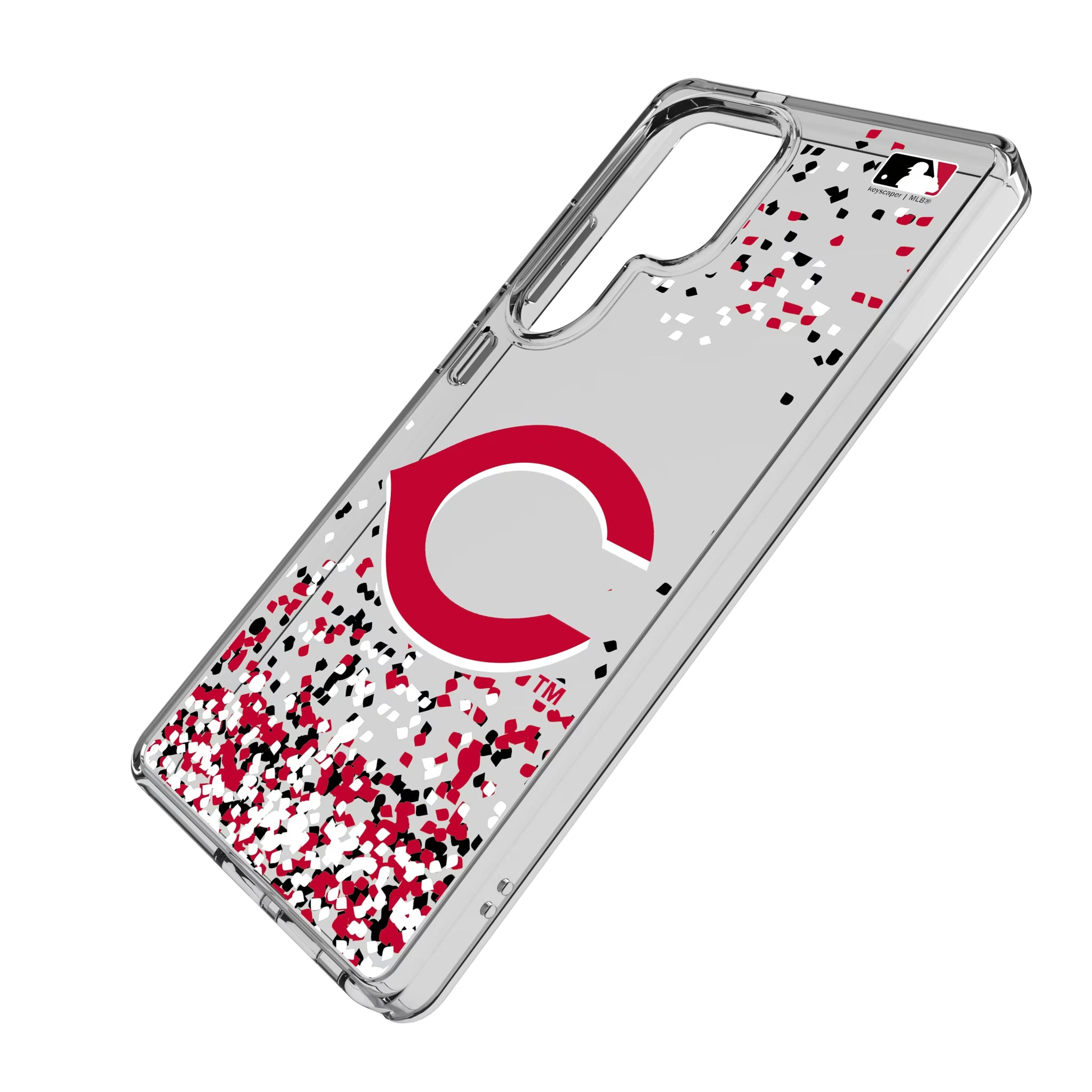 Cincinnati Reds Confetti Galaxy Clear Phone Case for Samsung Galaxy - Isometric View