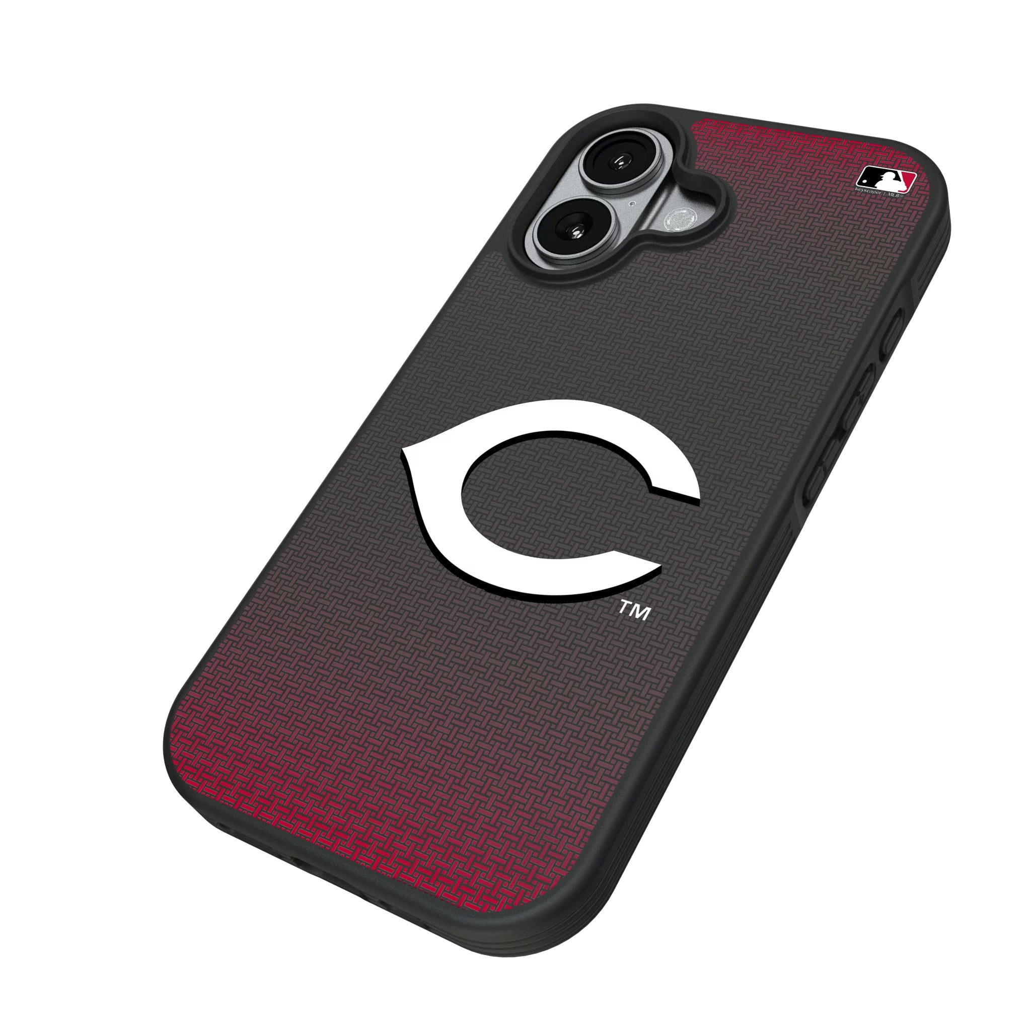 Cincinnati Reds Linen iPhone Bump Phone Case for Apple iPhone - Isometric View#Device_iPhone 17