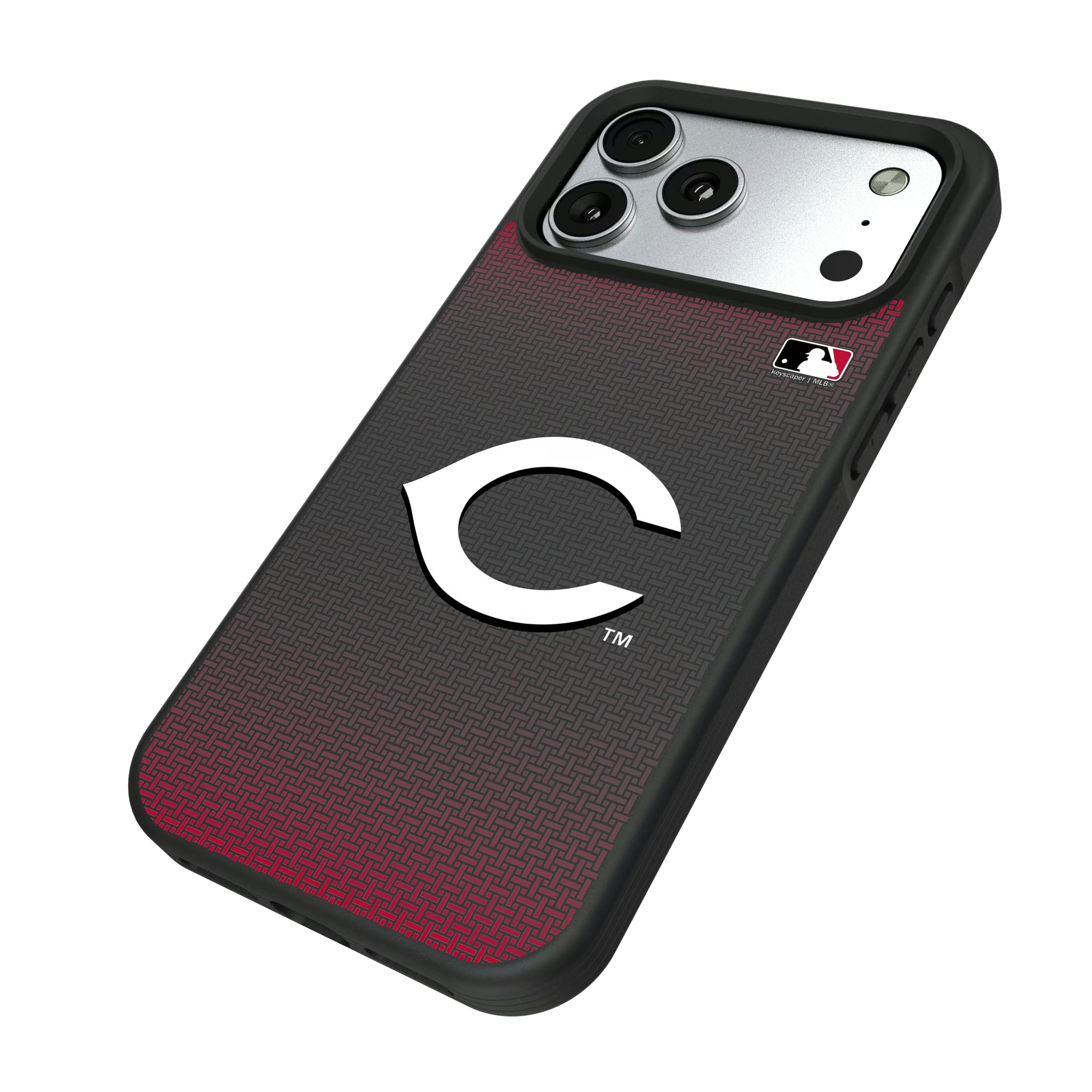 Cincinnati Reds Linen iPhone Bump Phone Case for Apple iPhone - Isometric View#Device_iPhone 17 Pro Max