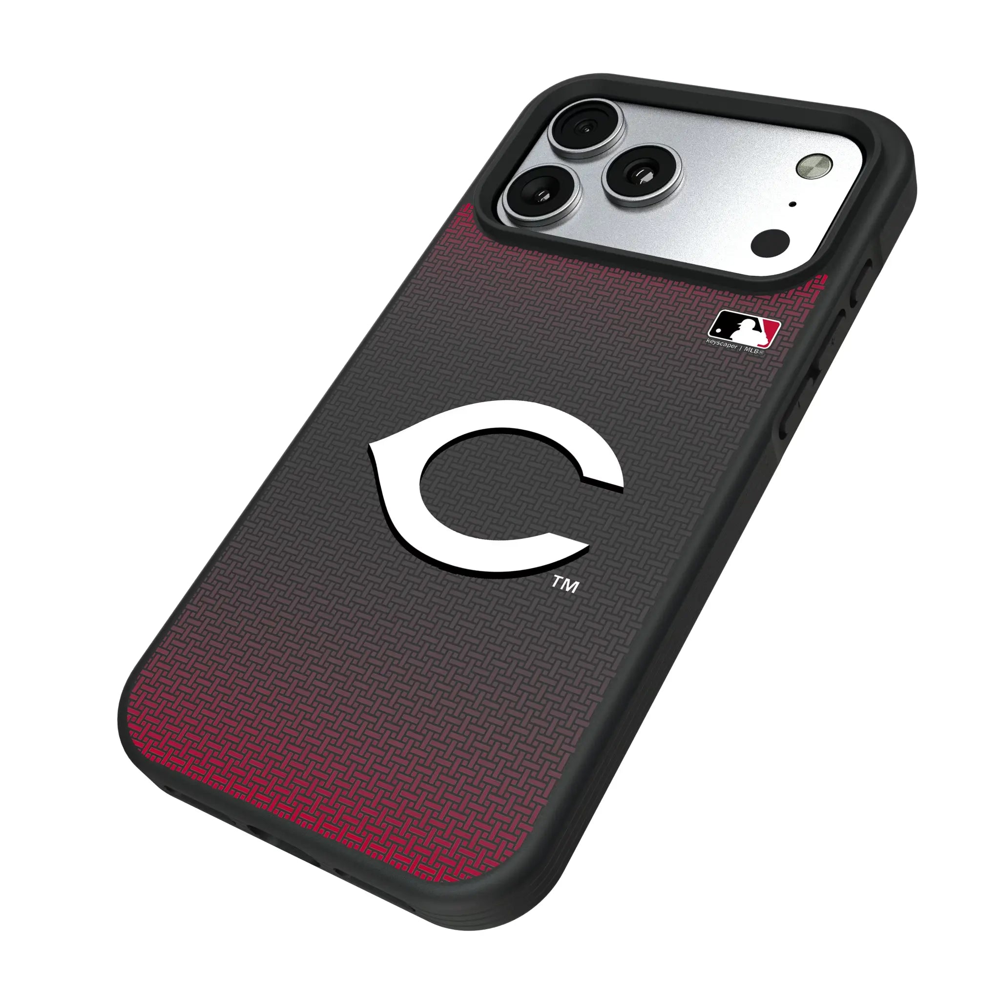 Cincinnati Reds Linen iPhone Bump Phone Case for Apple iPhone - Isometric View#Device_iPhone 17 Pro Max