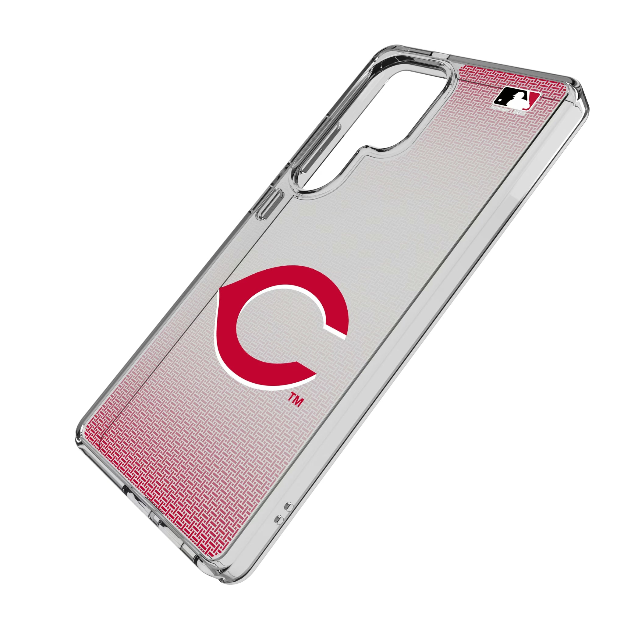 Cincinnati Reds Linen Galaxy Clear Phone Case for Samsung Galaxy - Isometric View