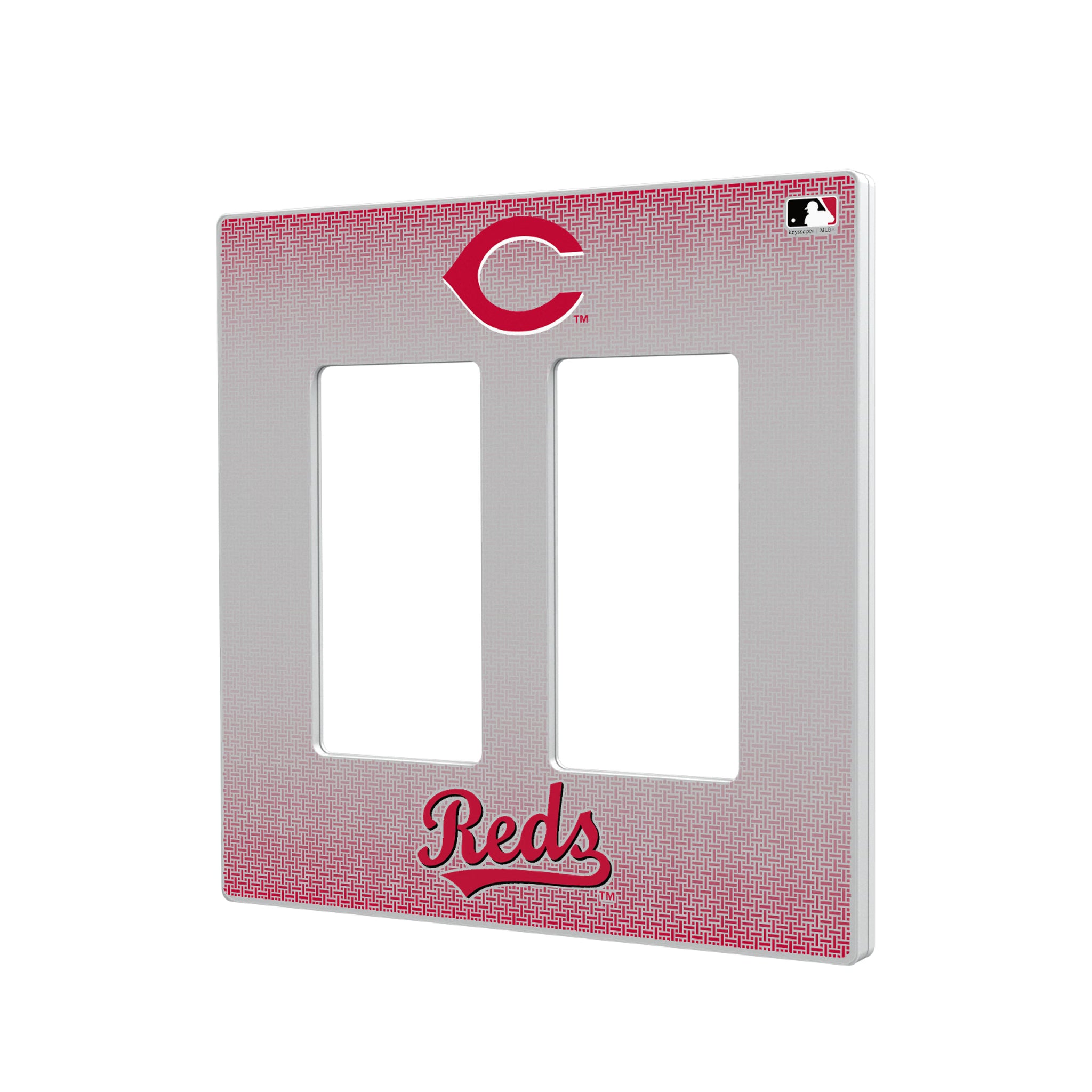 Cincinnati Reds Linen Hidden-Screw Light Switch Plate#Style_Double Rocker