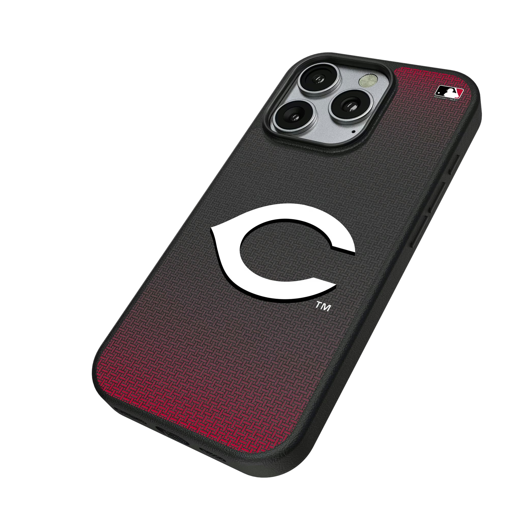 Cincinnati Reds Linen iPhone MagSafe Compatible Phone Case for Apple iPhone - Isometric View