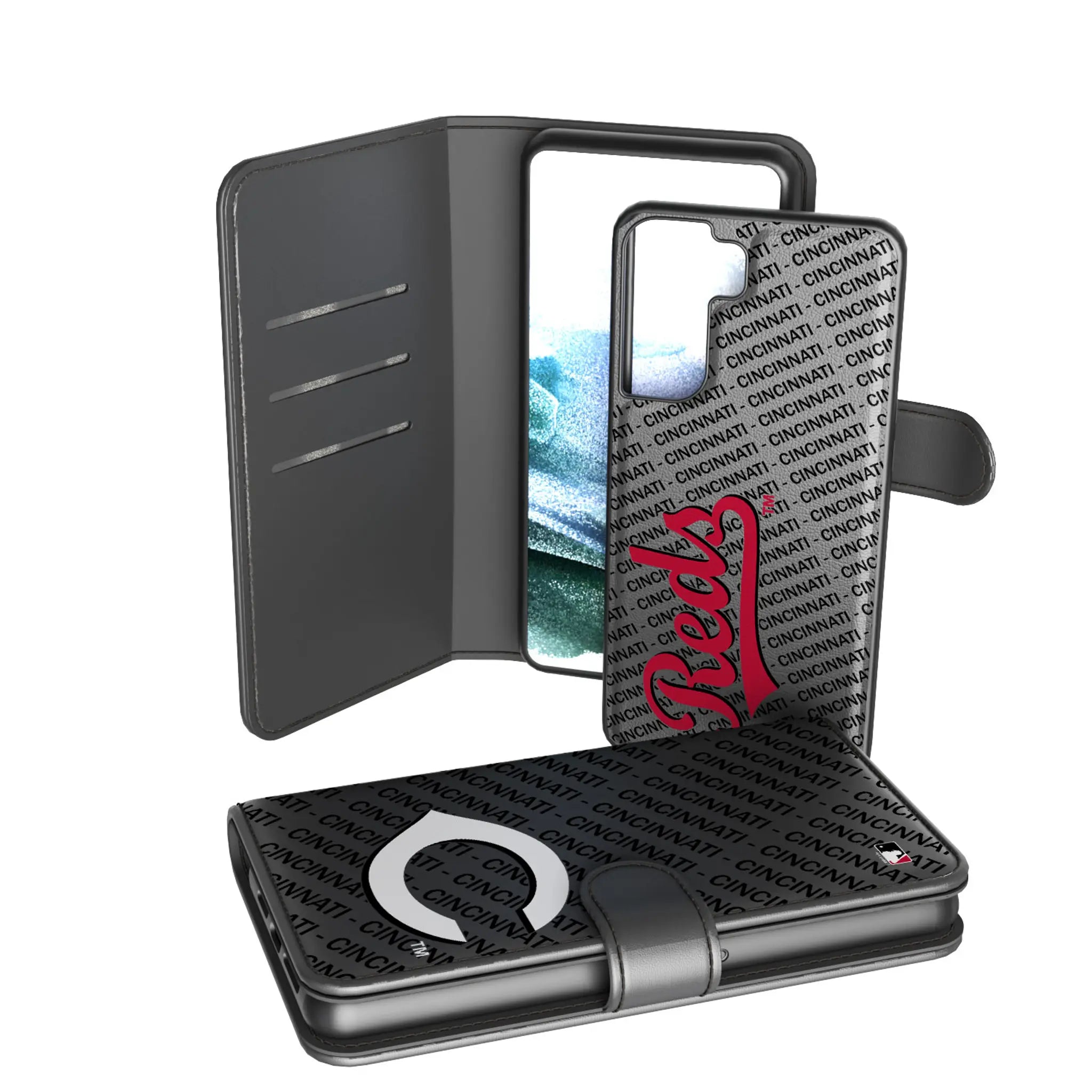 Cincinnati Reds Monocolor Tilt Galaxy Wallet Phone Case for Samsung Galaxy
