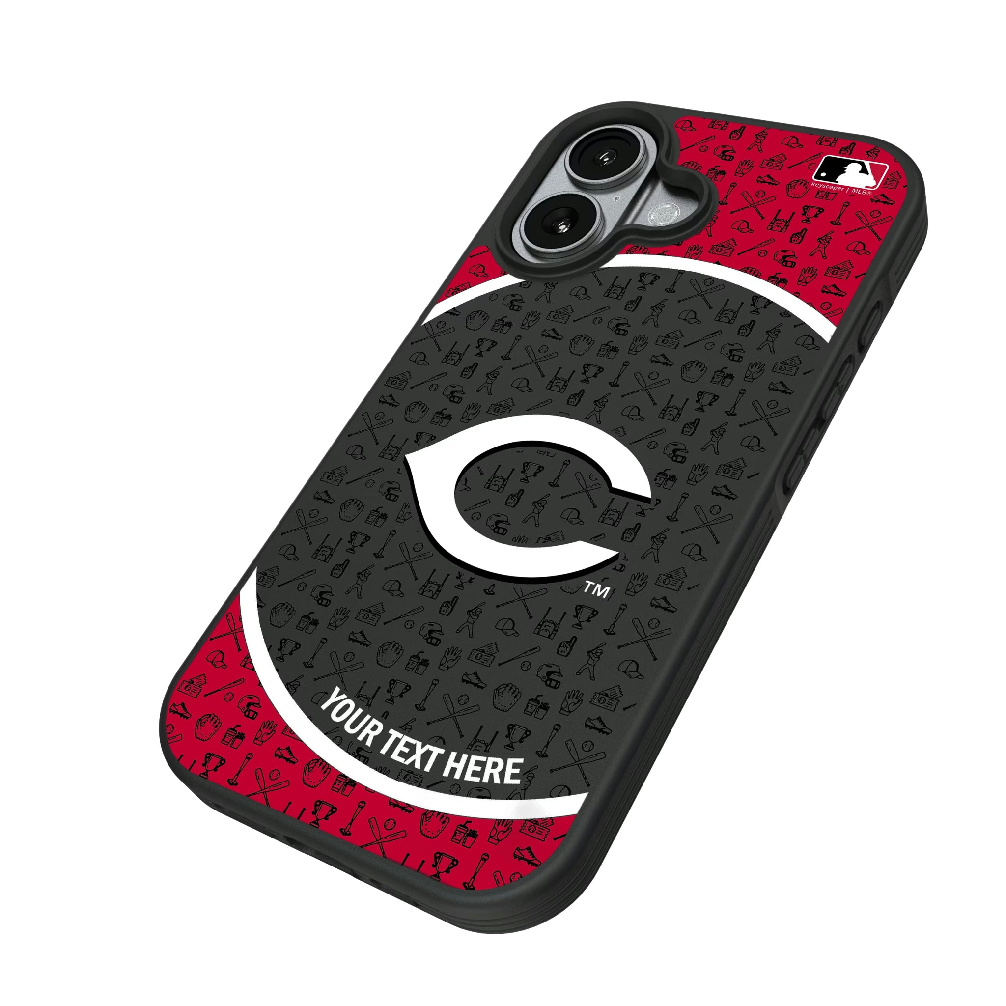 Cincinnati Reds Personalized Circle iPhone Bump Phone Case for Apple iPhone - Isometric View#Device_iPhone 17