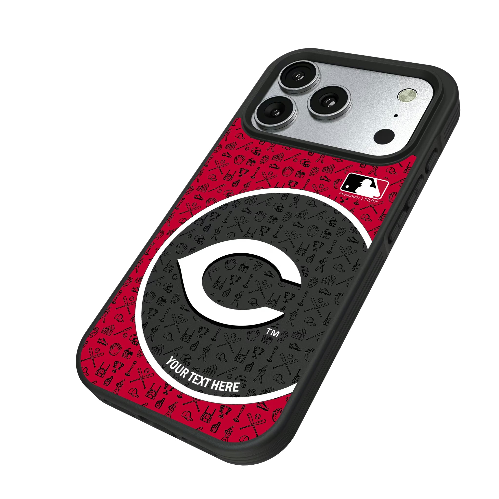 Cincinnati Reds Personalized Circle iPhone Bump Phone Case for Apple iPhone - Isometric View#Device_iPhone 17 Pro
