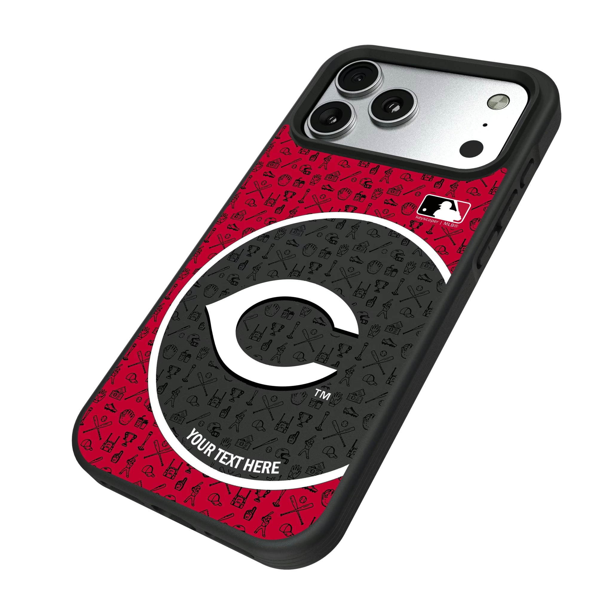 Cincinnati Reds Personalized Circle iPhone Bump Phone Case for Apple iPhone - Isometric View#Device_iPhone 17 Pro Max