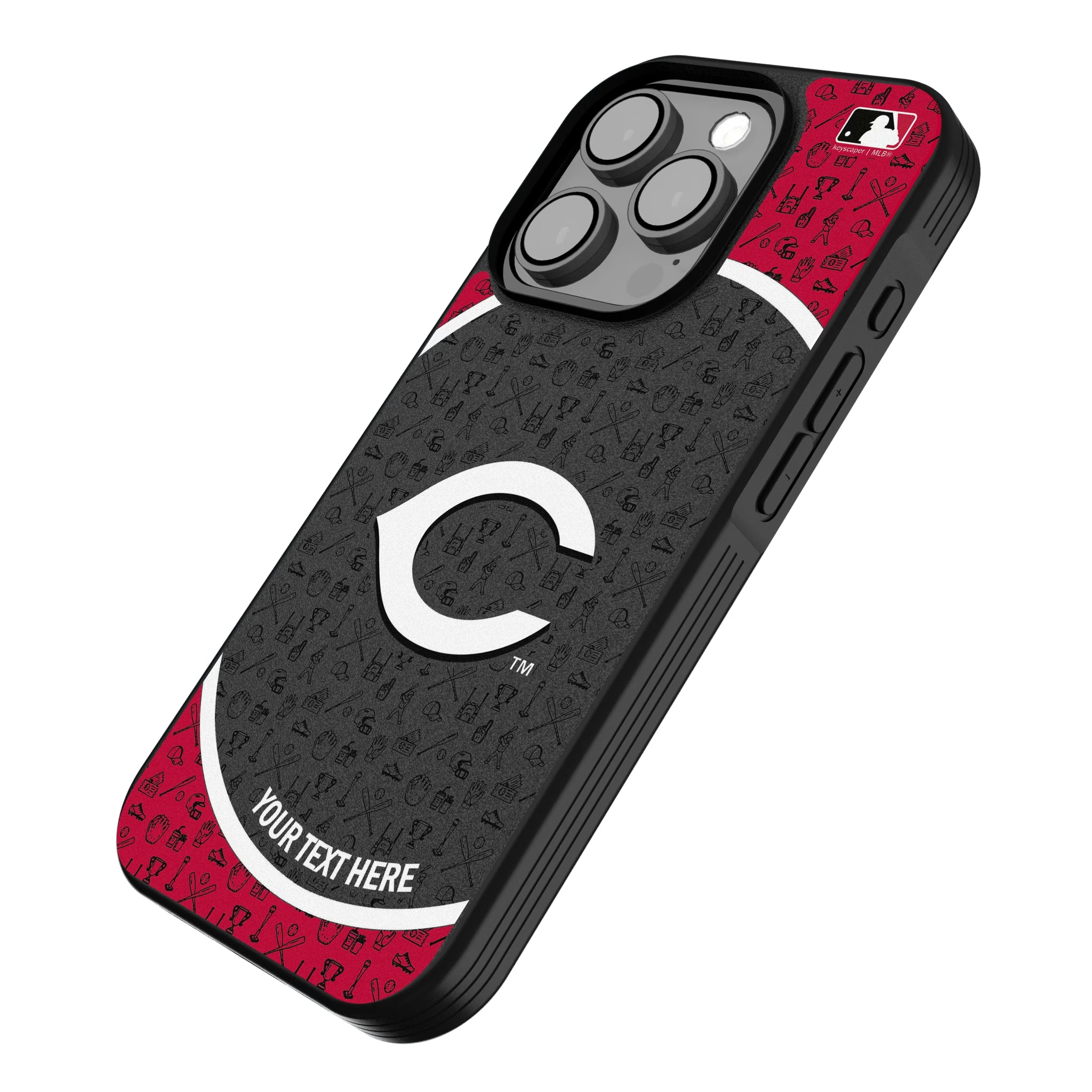 Cincinnati Reds Personalized Circle iPhone Bump Phone Case for Apple iPhone - Isometric View