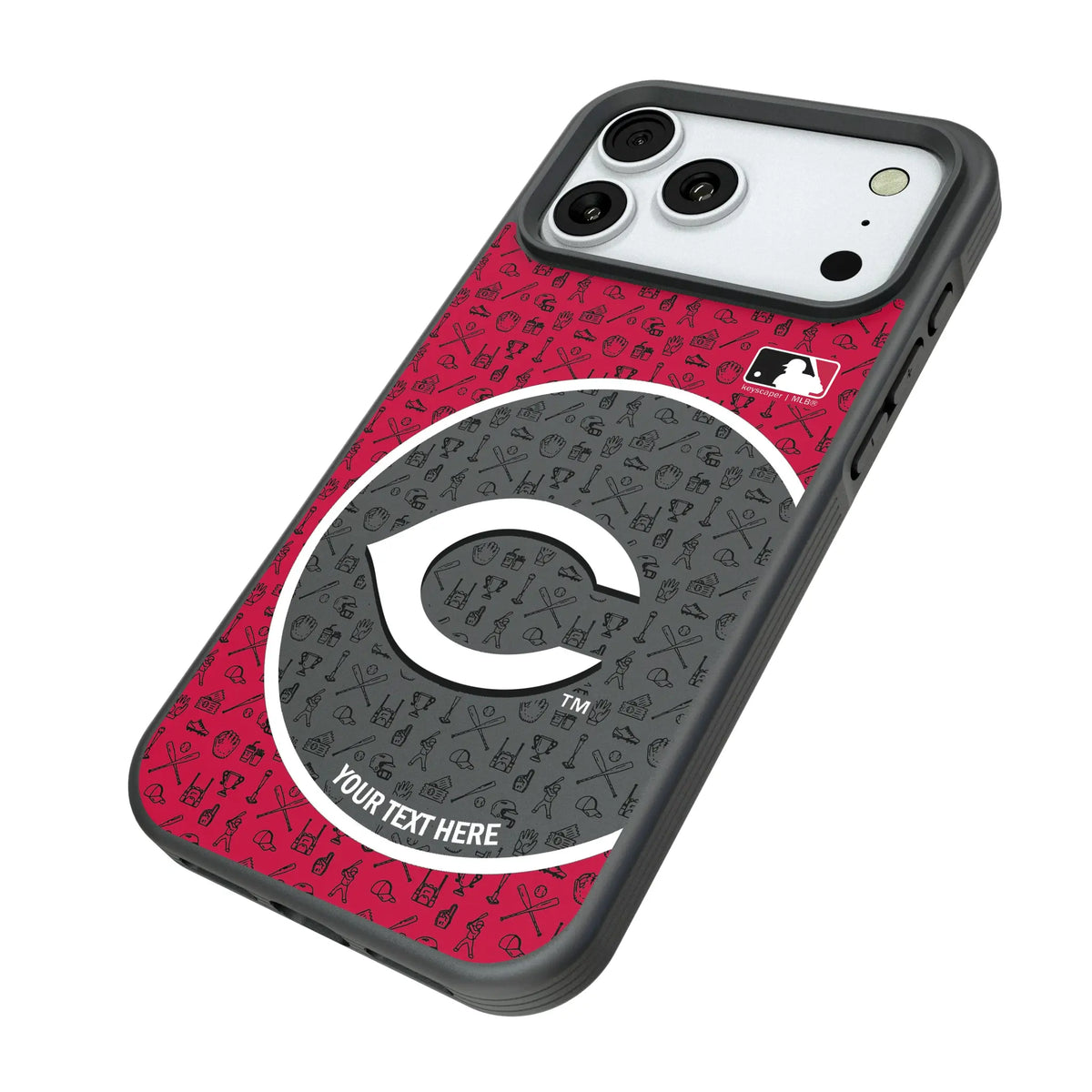 Cincinnati Reds Personalized Circle iPhone Bump Phone Case for Apple iPhone - Isometric View#Device_iPhone 18 Pro Max