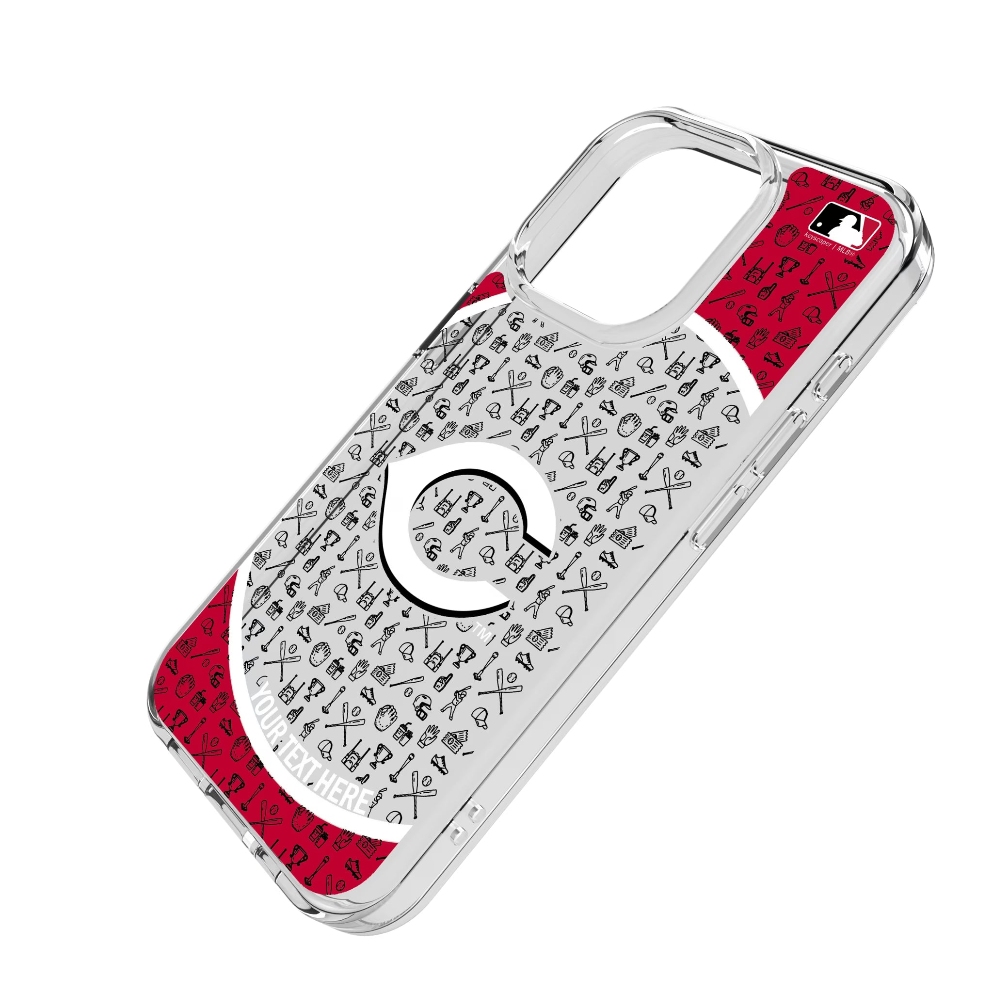 Cincinnati Reds Personalized Circle iPhone Clear Phone Case for Apple iPhone - Isometric View