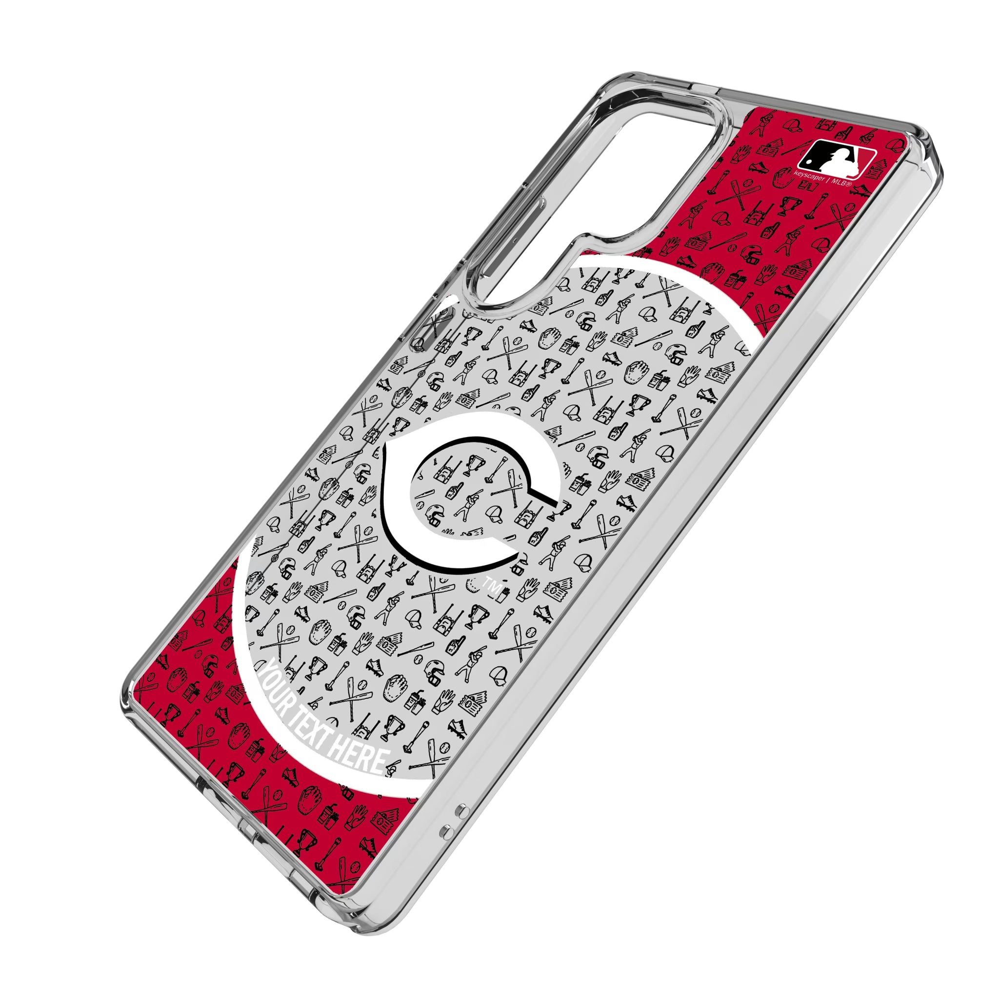 Cincinnati Reds Personalized Circle Galaxy Clear Phone Case for Samsung Galaxy - Isometric View