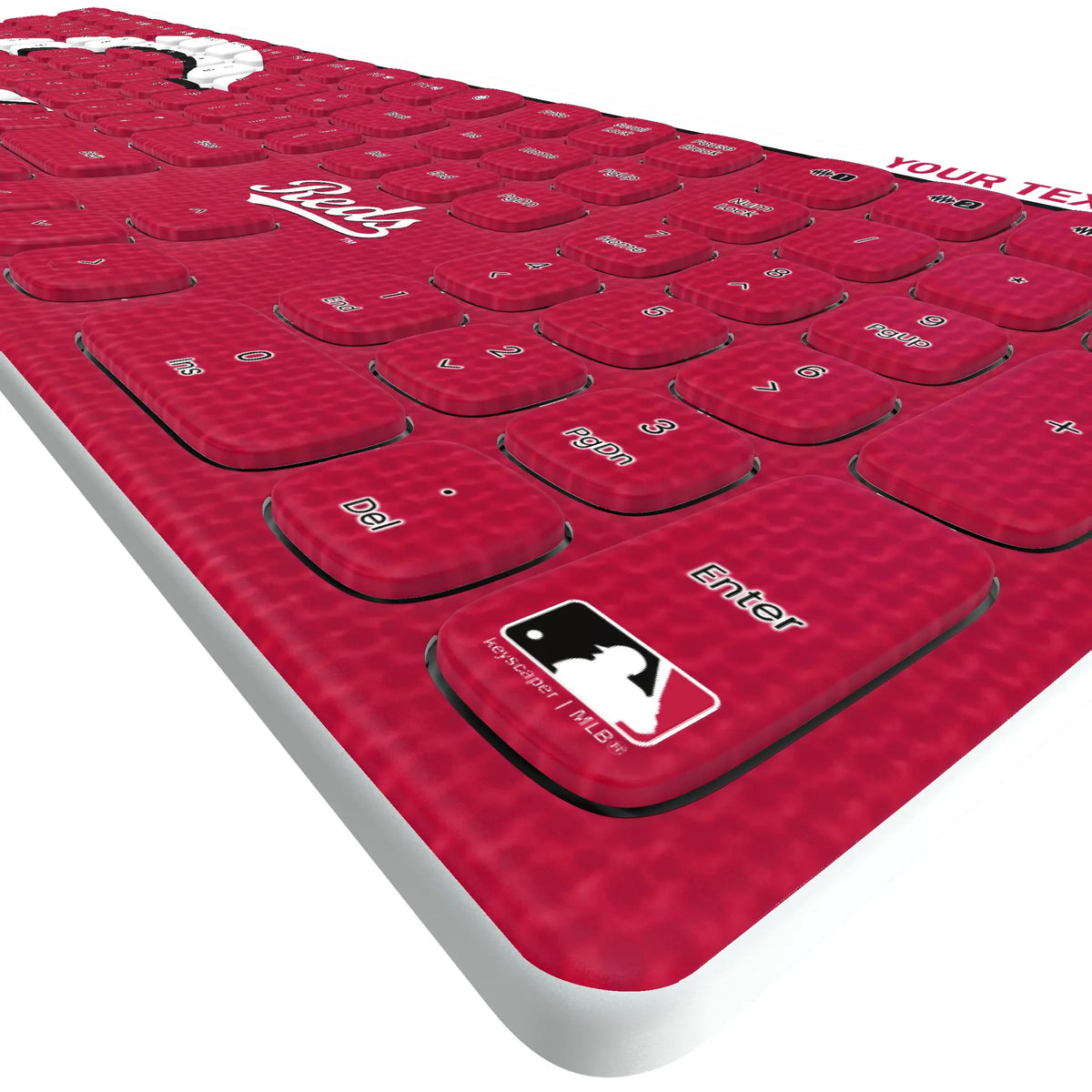 Cincinnati Reds Personalized Endzone Solid KKB605 Curved Wireless Keyboard - Detail