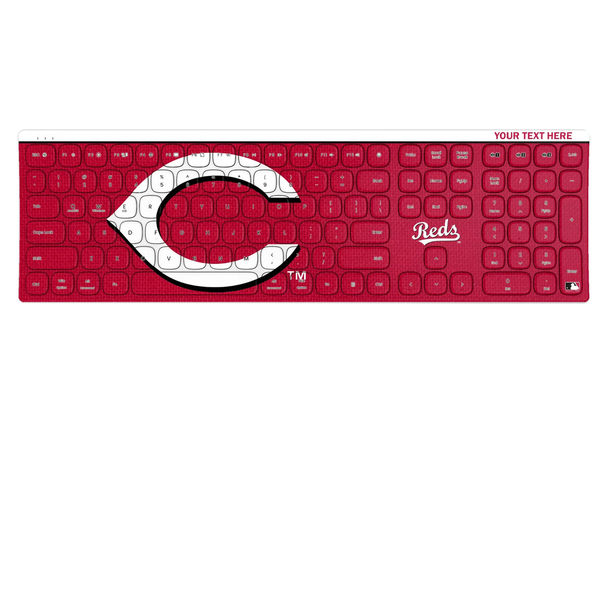 Cincinnati Reds Personalized Endzone Solid KKB605 Curved Wireless Keyboard