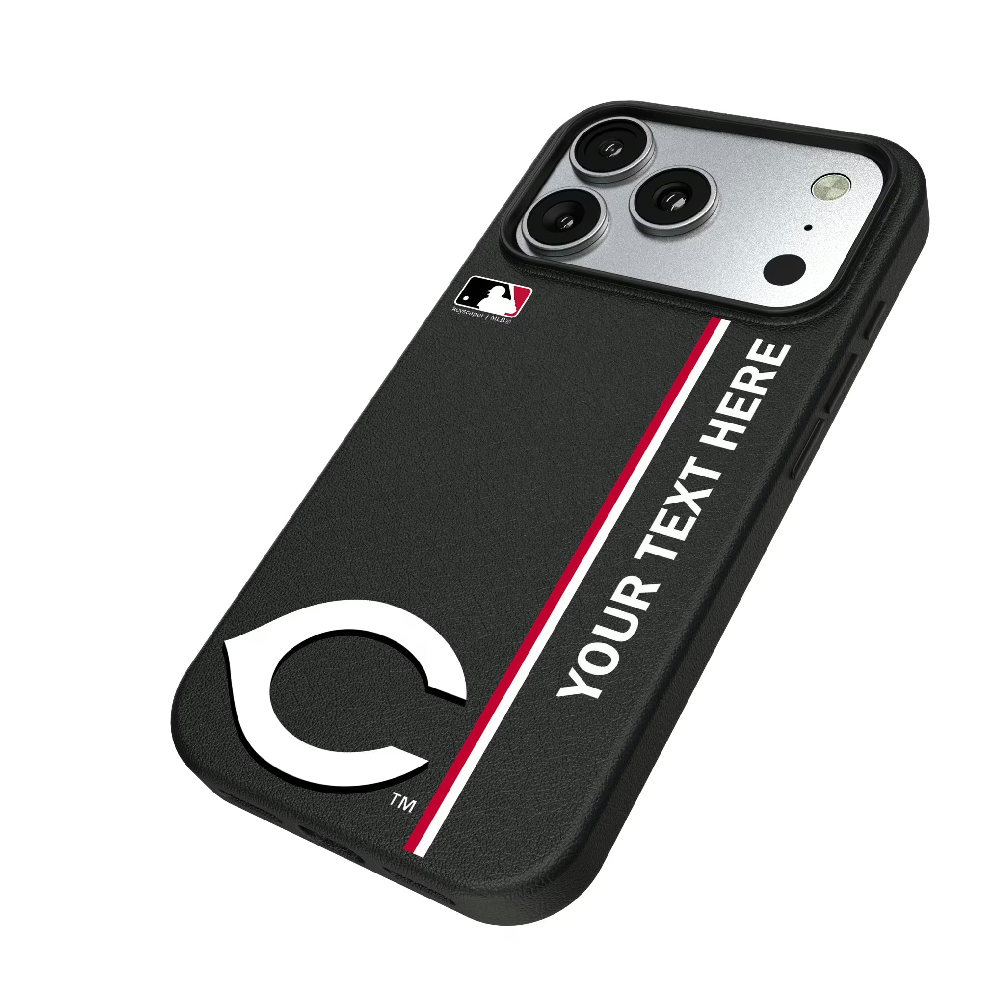 Cincinnati Reds Personalized Sidebard iPhone MagSafe Compatible Phone Case for Apple iPhone - Isometric View#Device_iPhone 17 Pro