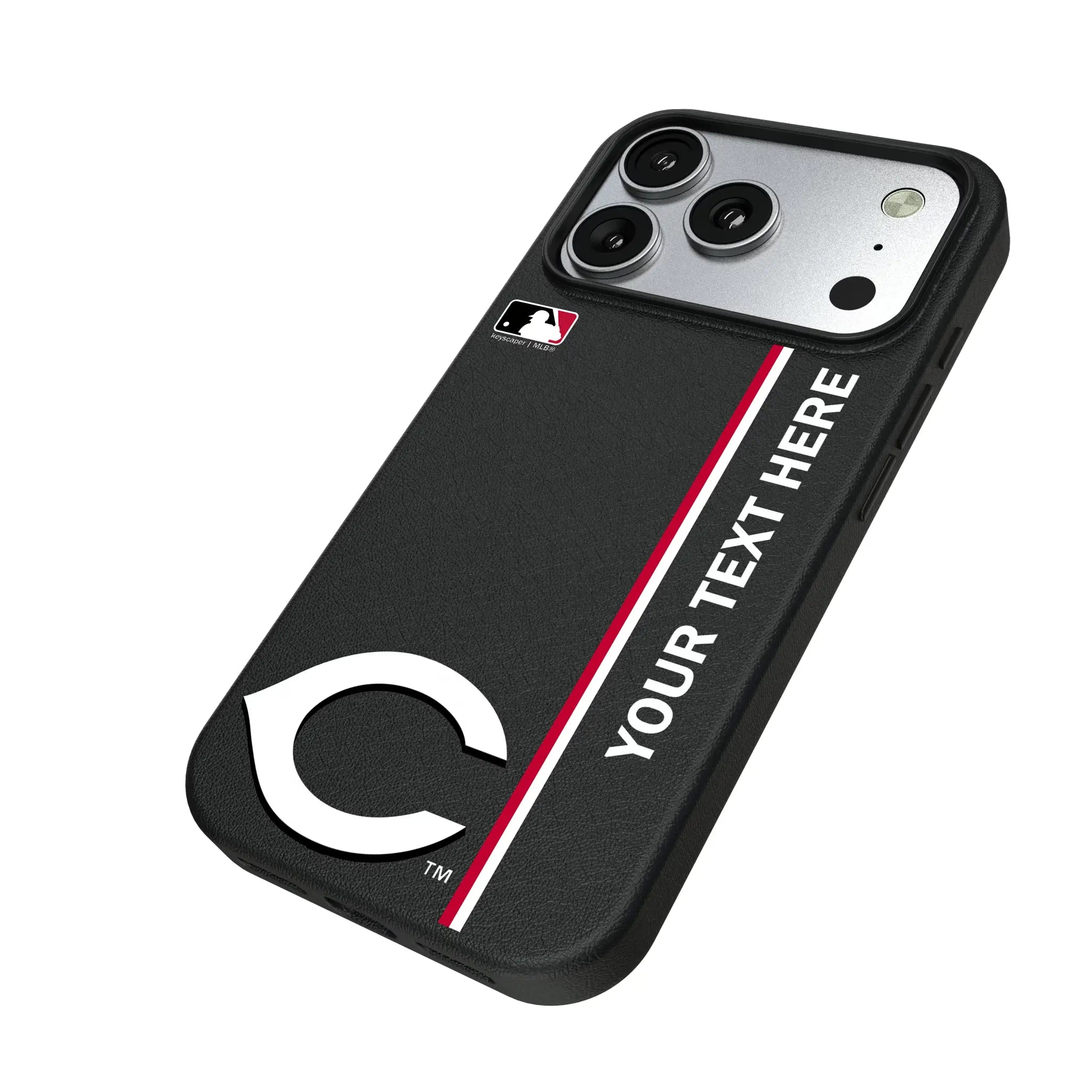 Cincinnati Reds Personalized Sidebard iPhone MagSafe Compatible Phone Case for Apple iPhone - Isometric View#Device_iPhone 17 Pro