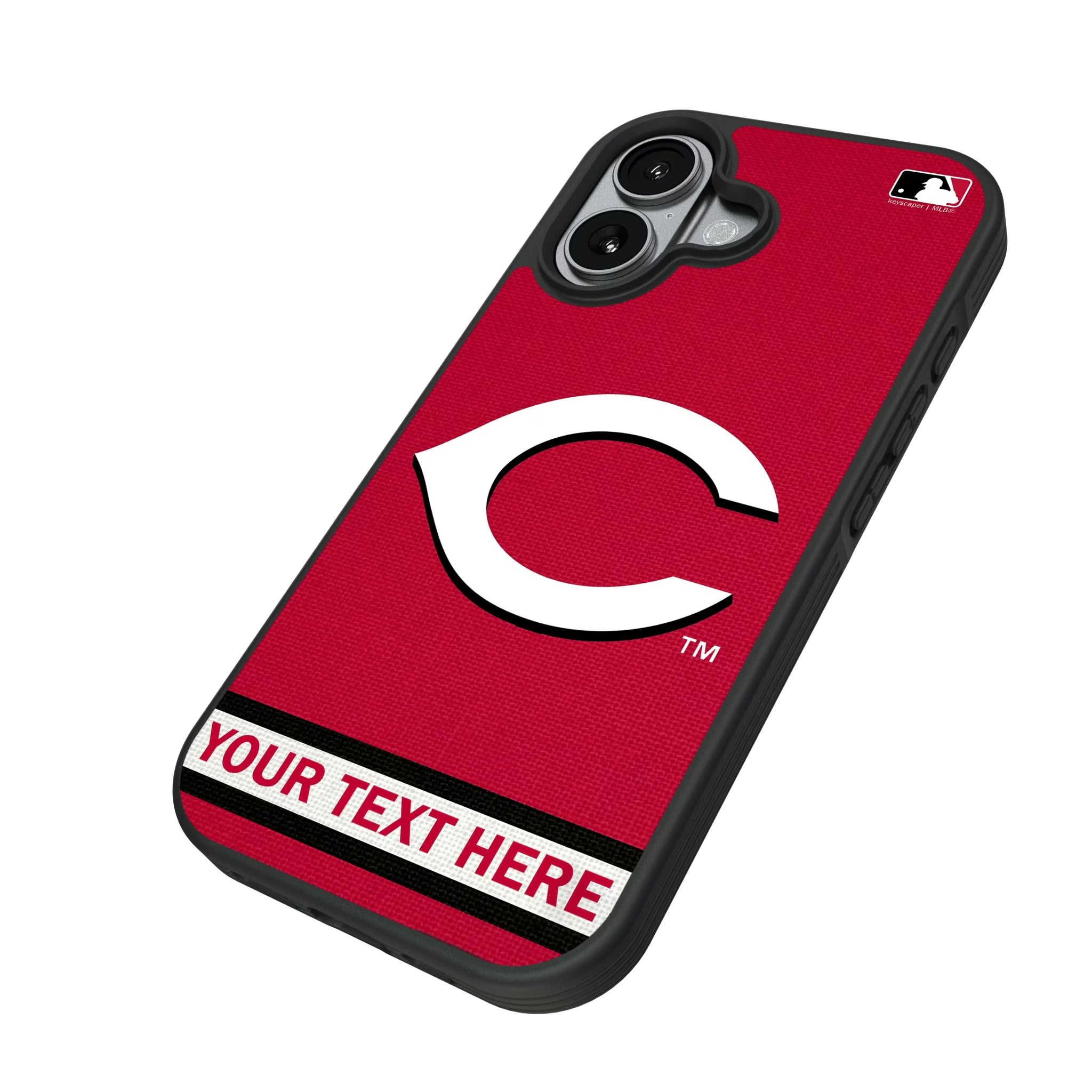 Cincinnati Reds Personalized Stripe iPhone Bump Phone Case for Apple iPhone - Isometric View#Device_iPhone 17