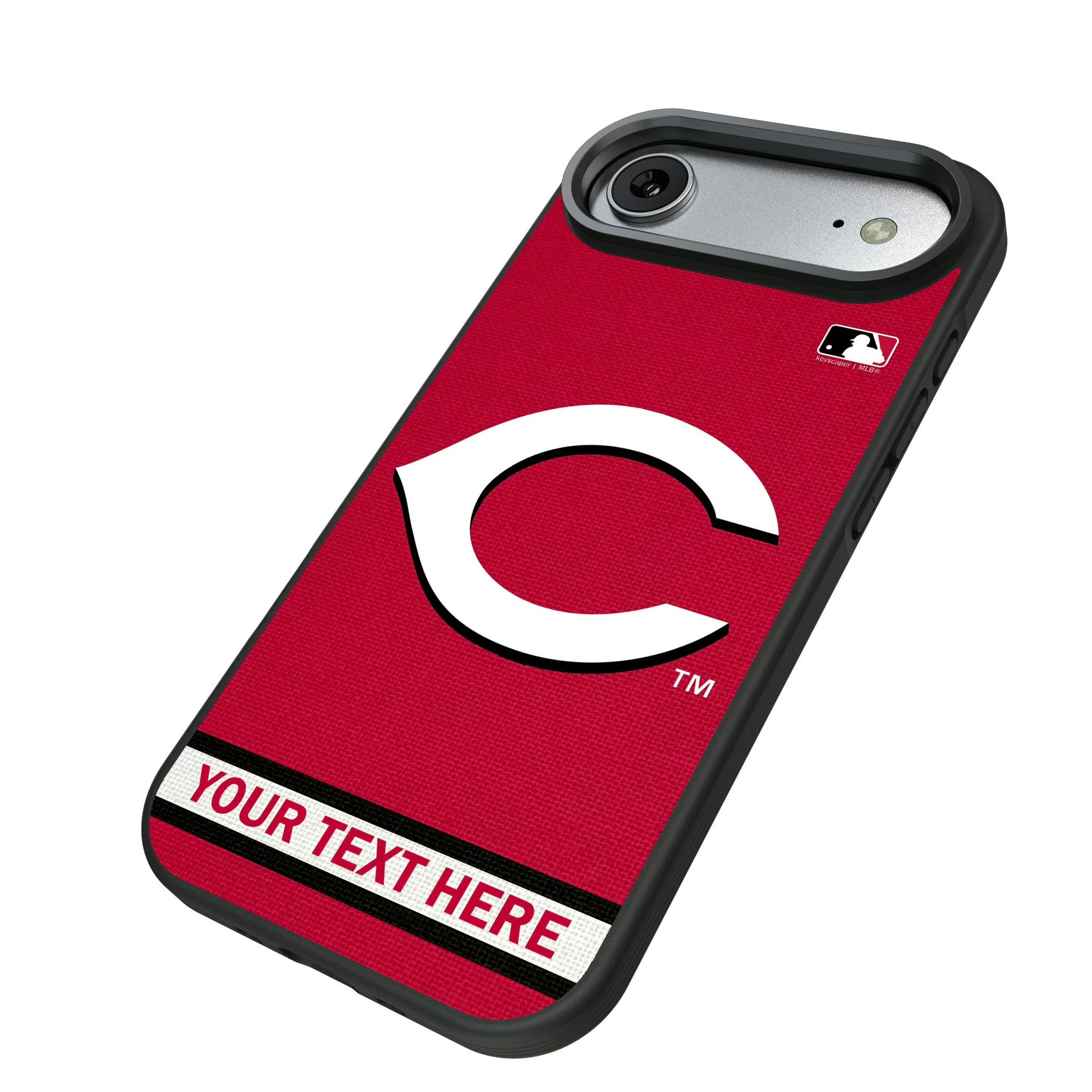 Cincinnati Reds Personalized Stripe iPhone Bump Phone Case for Apple iPhone - Isometric View#Device_iPhone Air