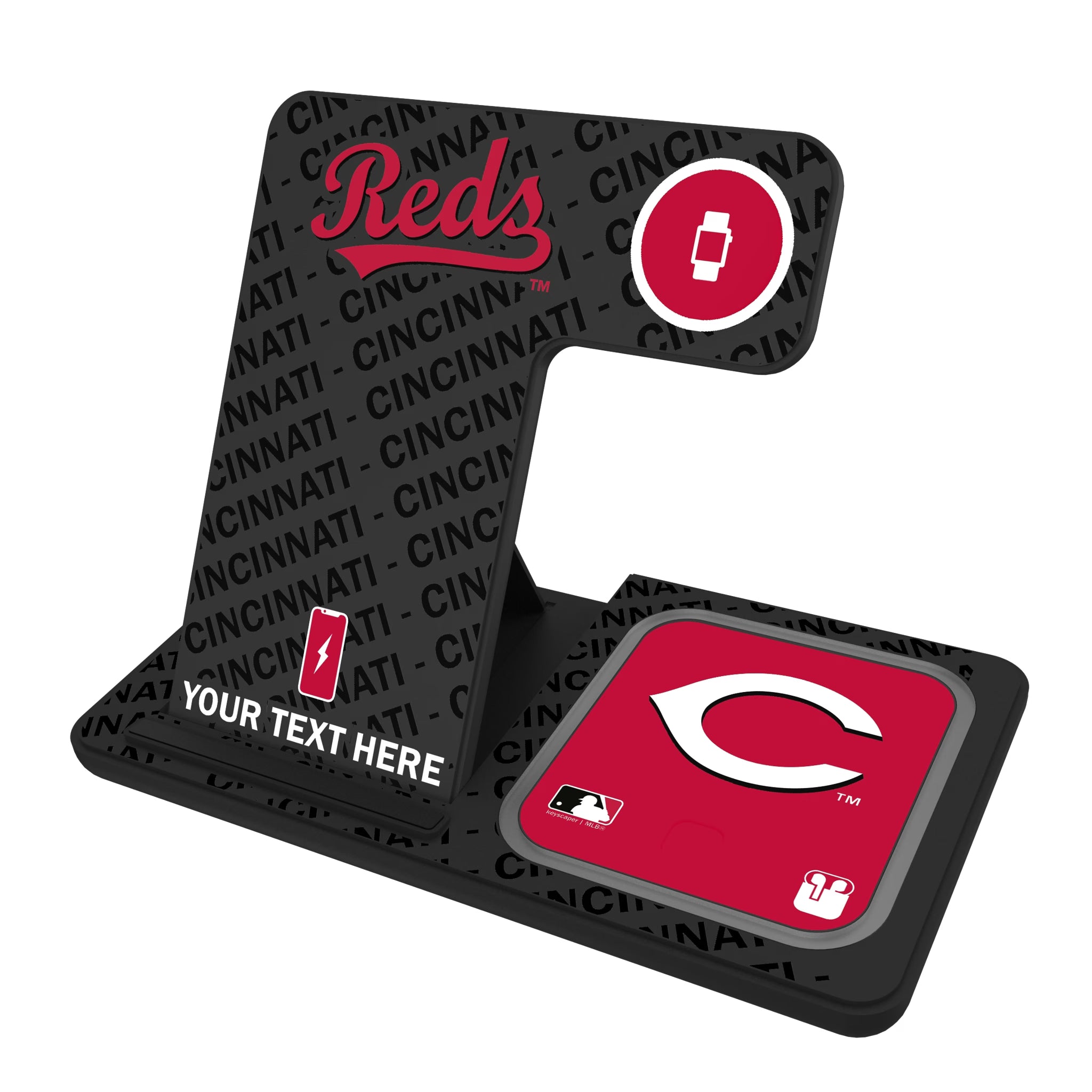 Cincinnati Reds Personalized Tilt 3 in 1 Charging Station