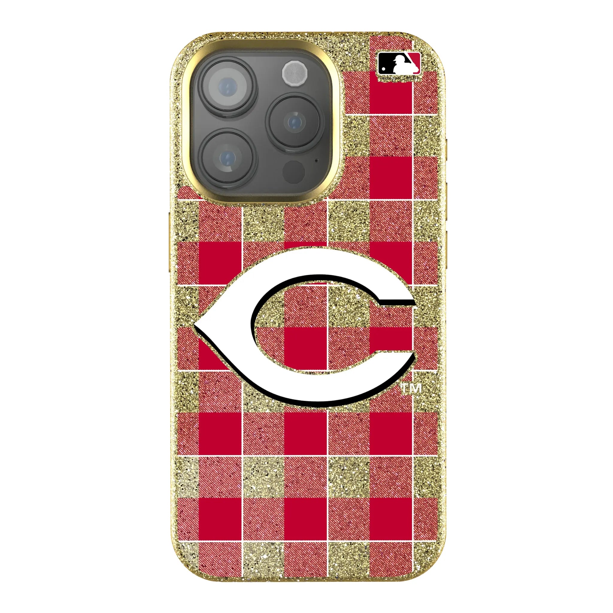 Cincinnati Reds Plaid iPhone Bling Phone Case for Apple iPhone