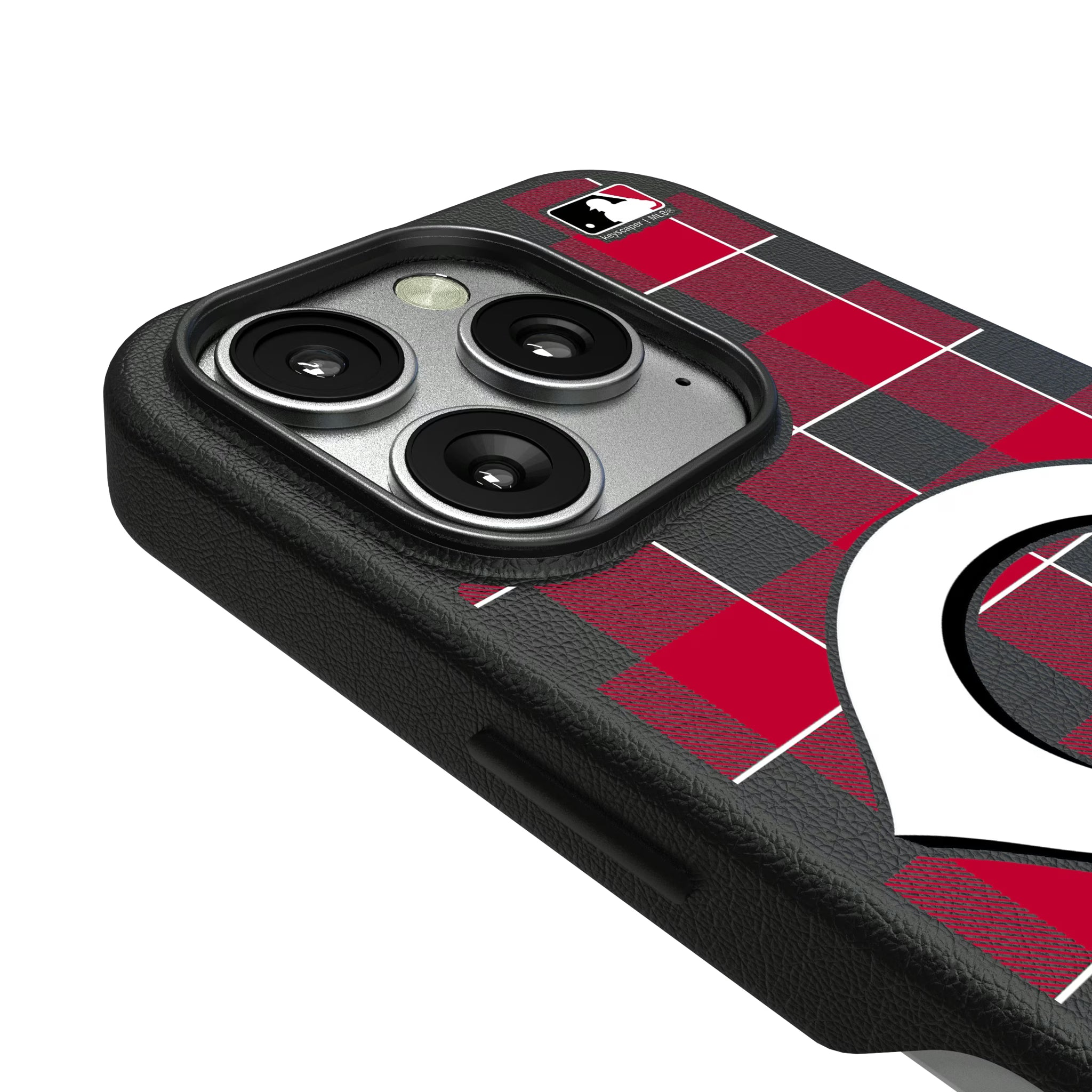 Cincinnati Reds Plaid iPhone MagSafe Compatible Phone Case for Apple iPhone - Detail