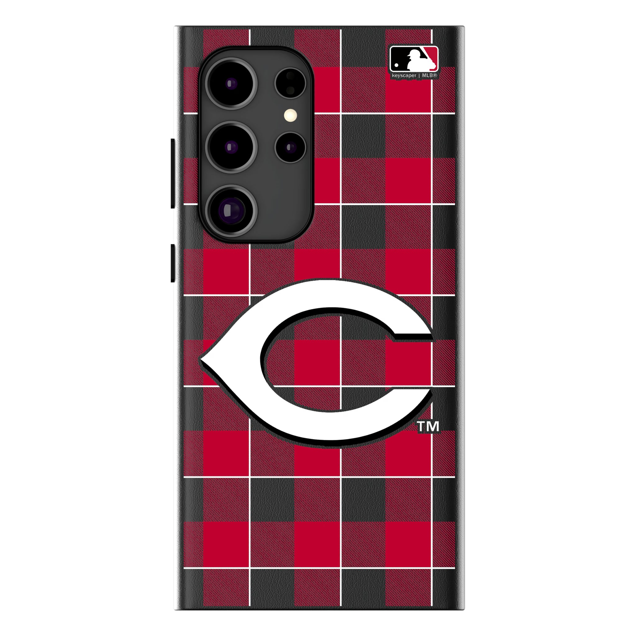 Cincinnati Reds Plaid Galaxy MagSafe Compatible Phone Case for Samsung Galaxy