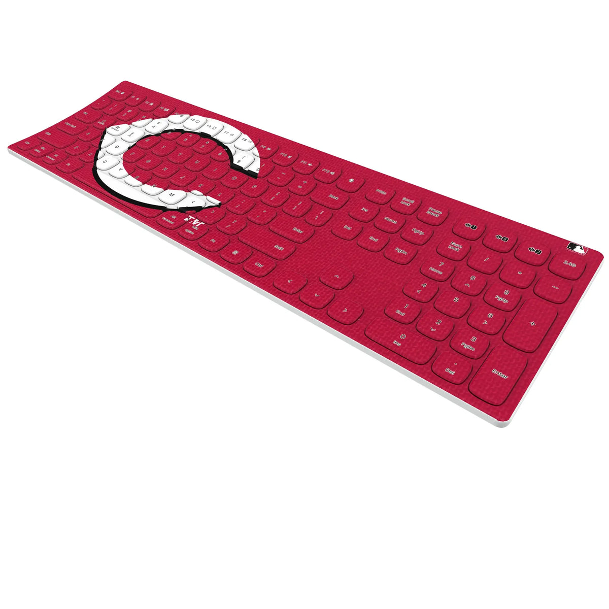 Cincinnati Reds Solid KKB605 Curved Wireless Keyboard - Isometric View