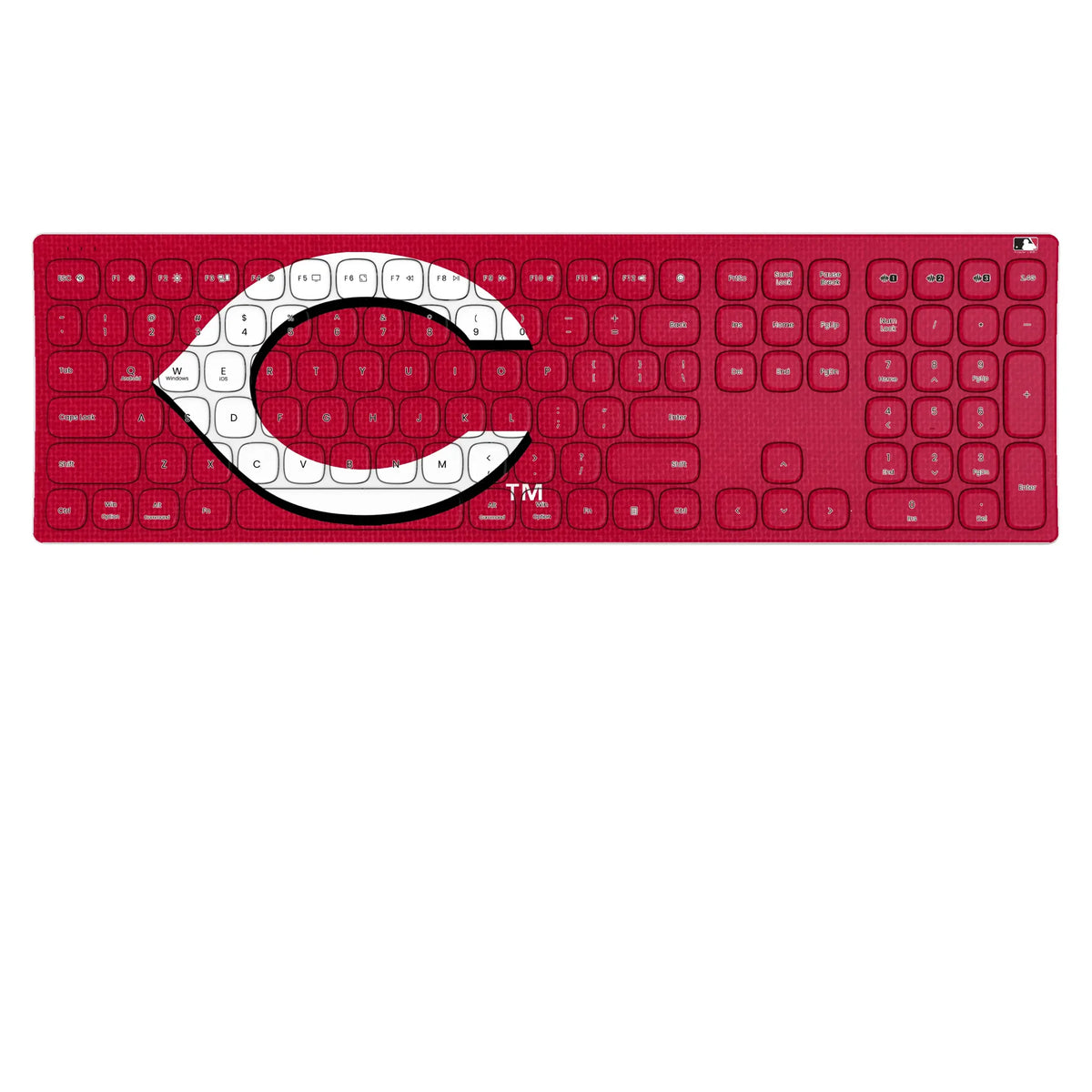 Cincinnati Reds Solid KKB605 Curved Wireless Keyboard