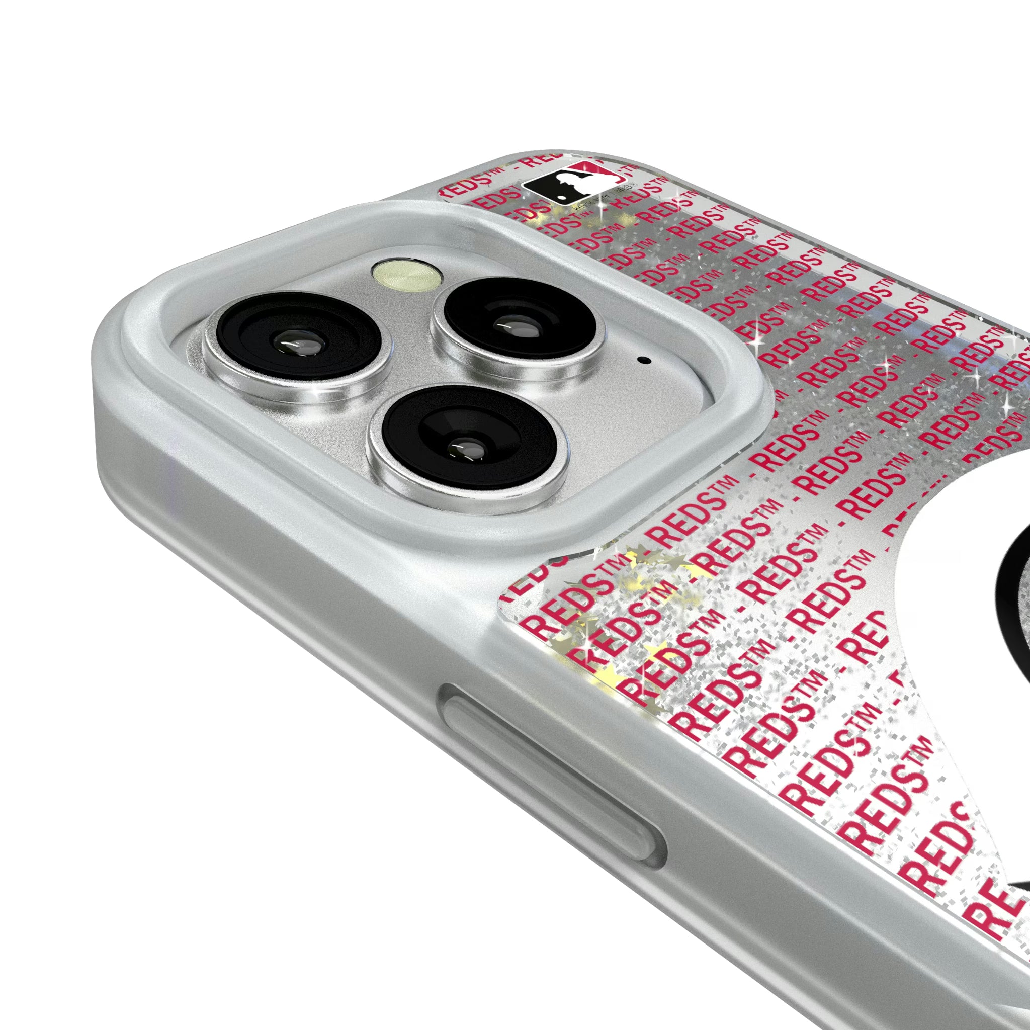 Cincinnati Reds Text Backdrop iPhone Glitter Phone Case for Apple iPhone - Detail#Device_iPhone 16 Pro