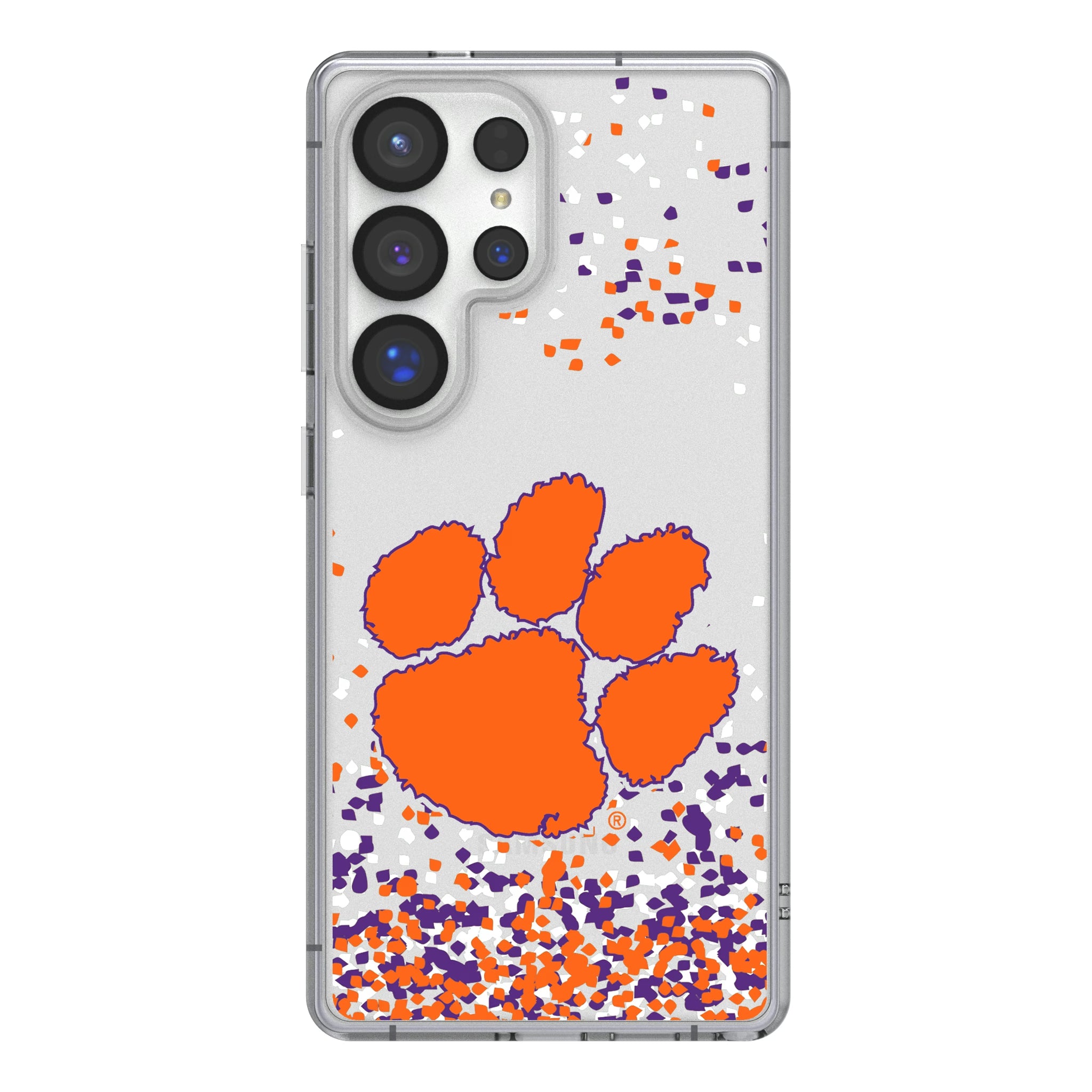Clemson University Tigers Confetti Galaxy Clear Phone Case for Samsung Galaxy