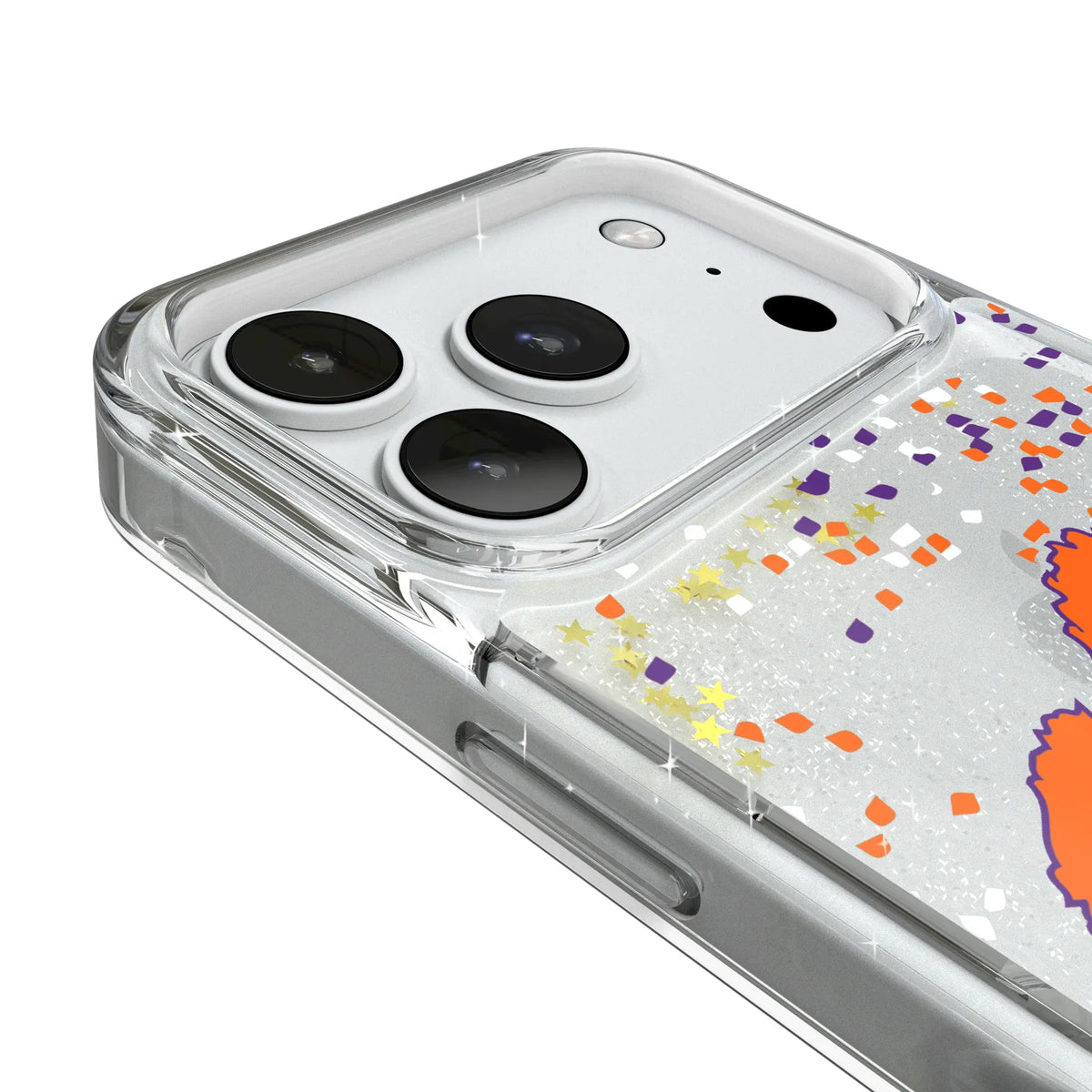 Clemson University Tigers Confetti iPhone Glitter Phone Case for Apple iPhone - Detail#Device_iPhone 18 Pro