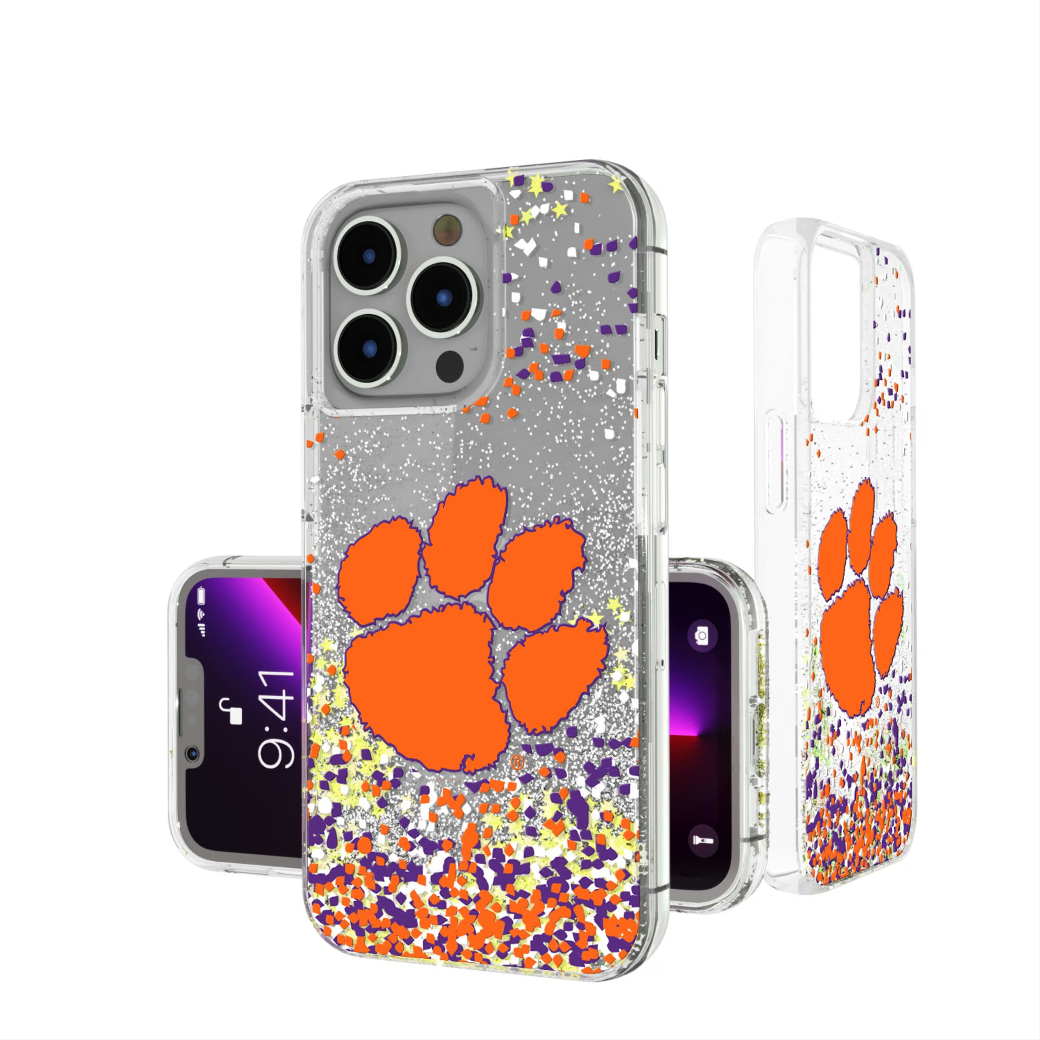 Clemson University Tigers Confetti iPhone Glitter Phone Case for Apple iPhone