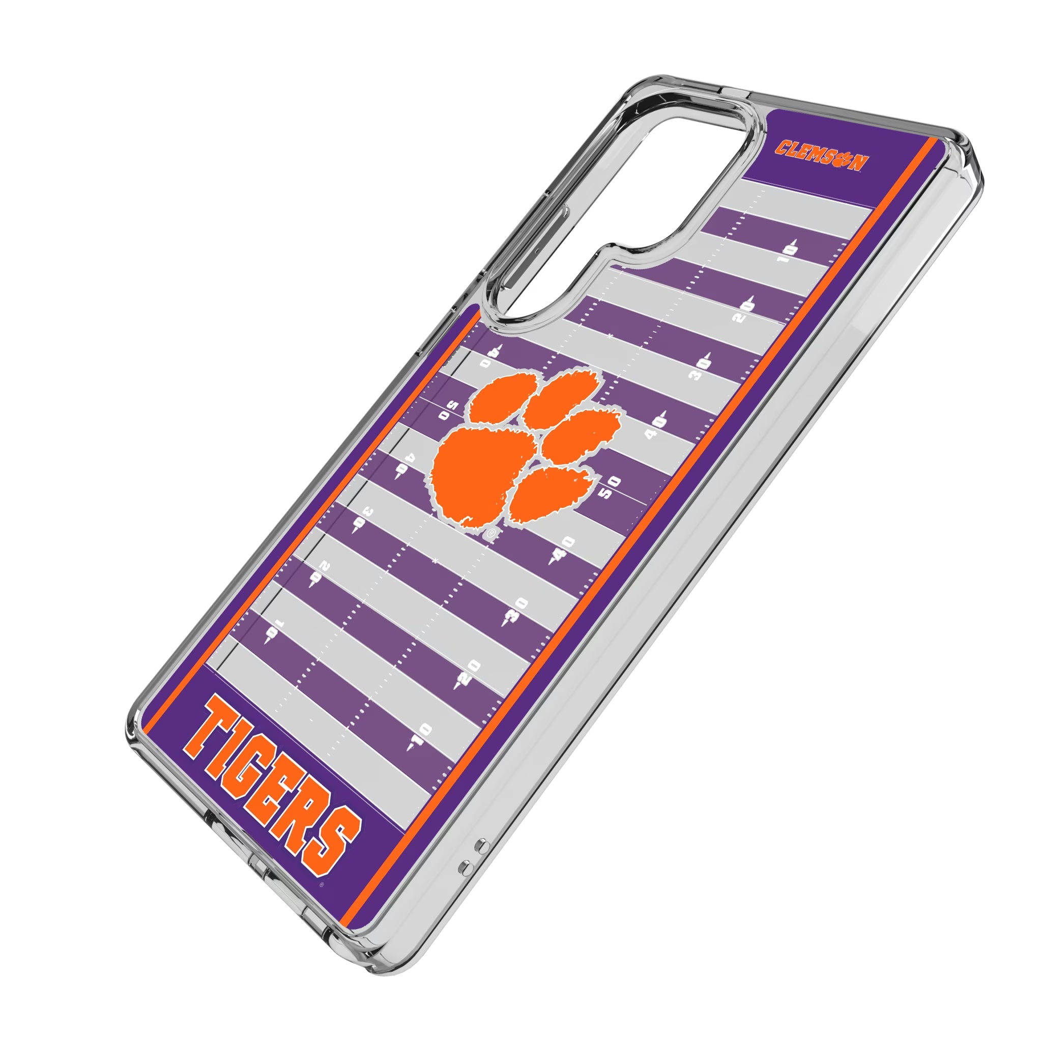 Clemson University Tigers Field Galaxy Clear Phone Case for Samsung Galaxy - Isometric View
