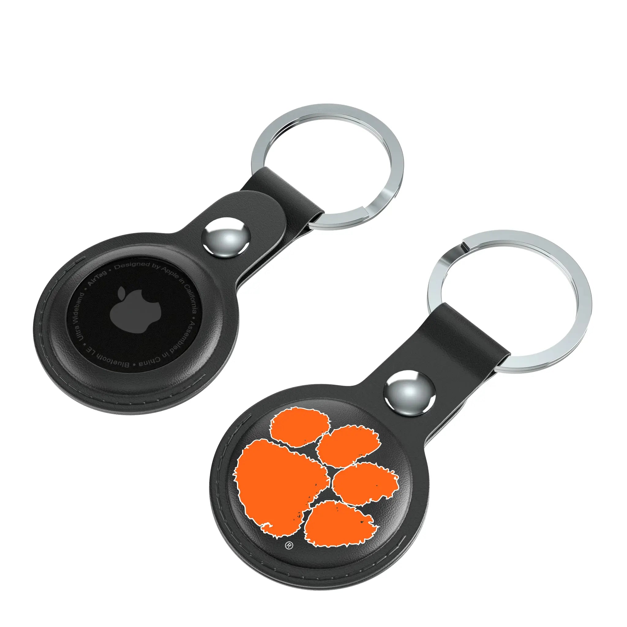 Clemson University Tigers Insignia AirTag Black Airtag Holder 2-Pack - Isometric View