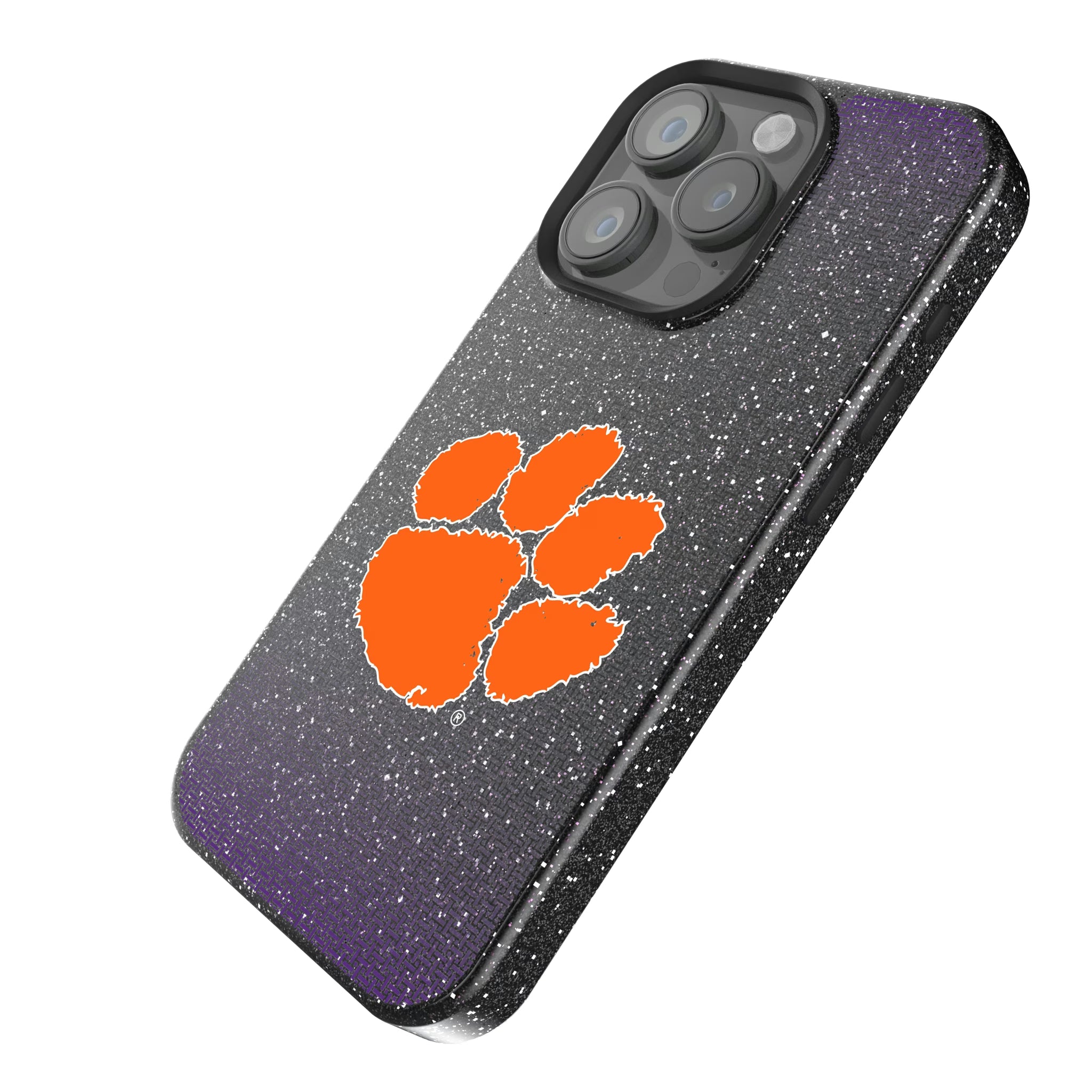 Clemson University Tigers Linen iPhone Bling Phone Case for Apple iPhone - Isometric View