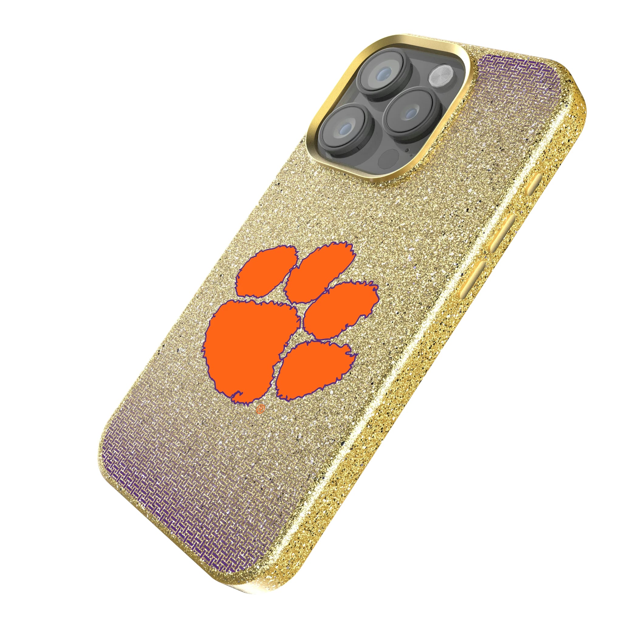 Clemson University Tigers Linen iPhone Bling Phone Case for Apple iPhone - Isometric View