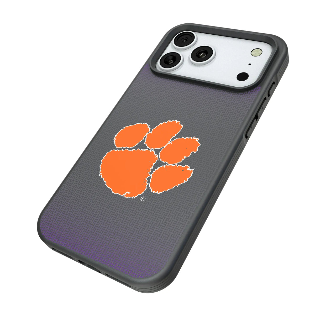 Clemson University Tigers Linen iPhone Bump Phone Case for Apple iPhone - Isometric View#Device_iPhone 18 Pro Max