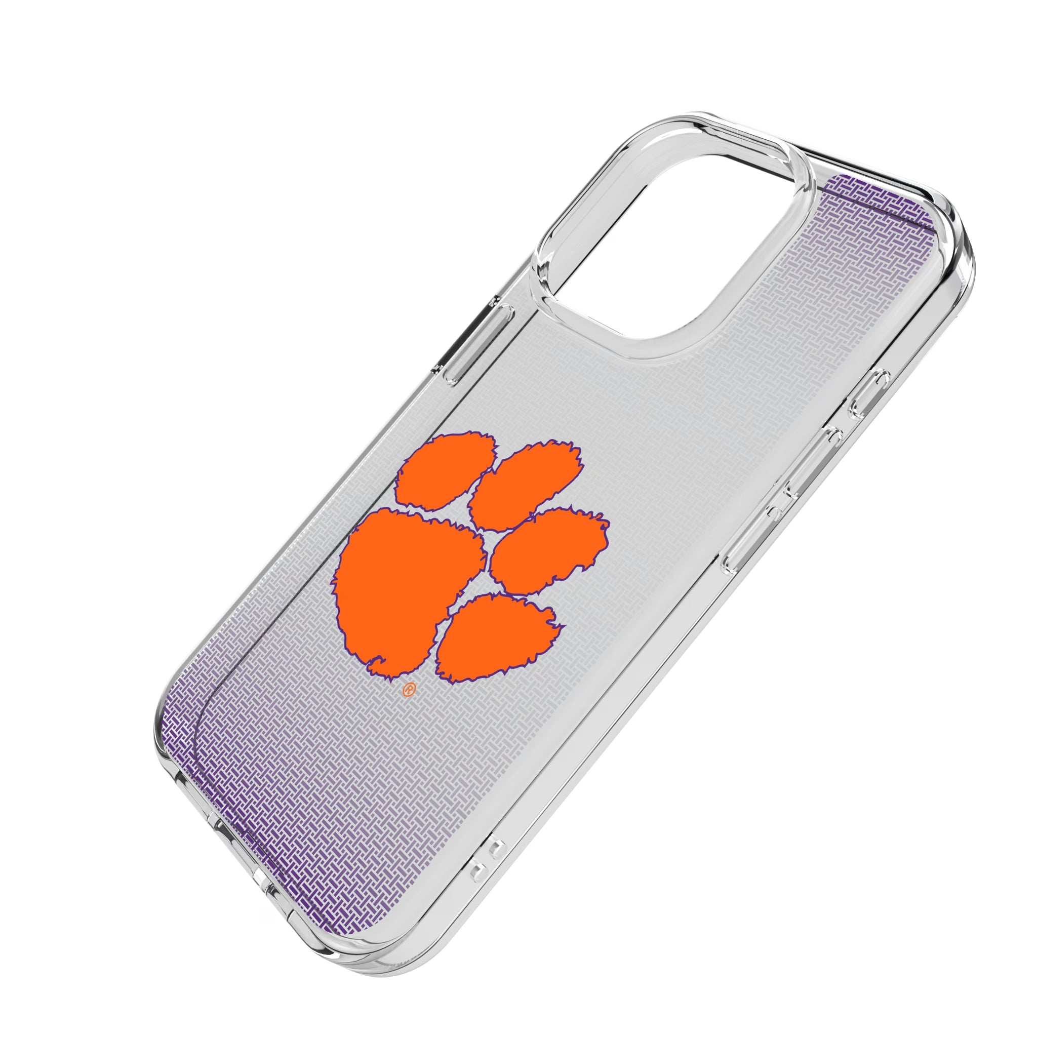 Clemson University Tigers Linen iPhone Clear Phone Case for Apple iPhone - Isometric View