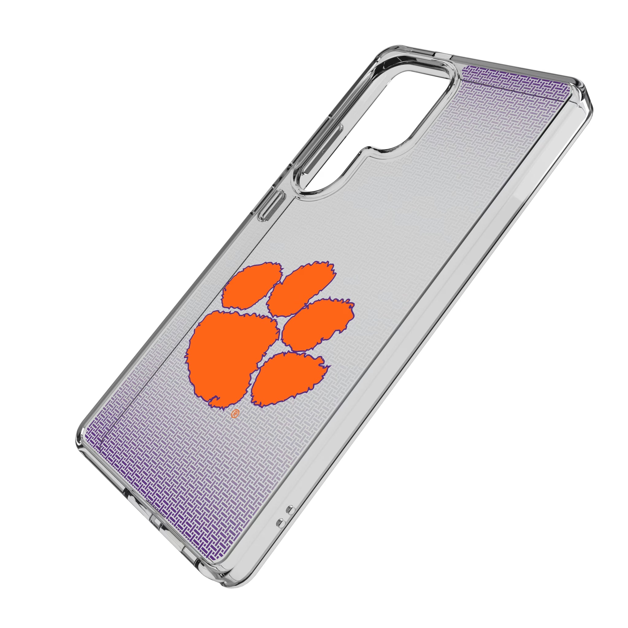 Clemson University Tigers Linen Galaxy Clear Phone Case for Samsung Galaxy - Isometric View