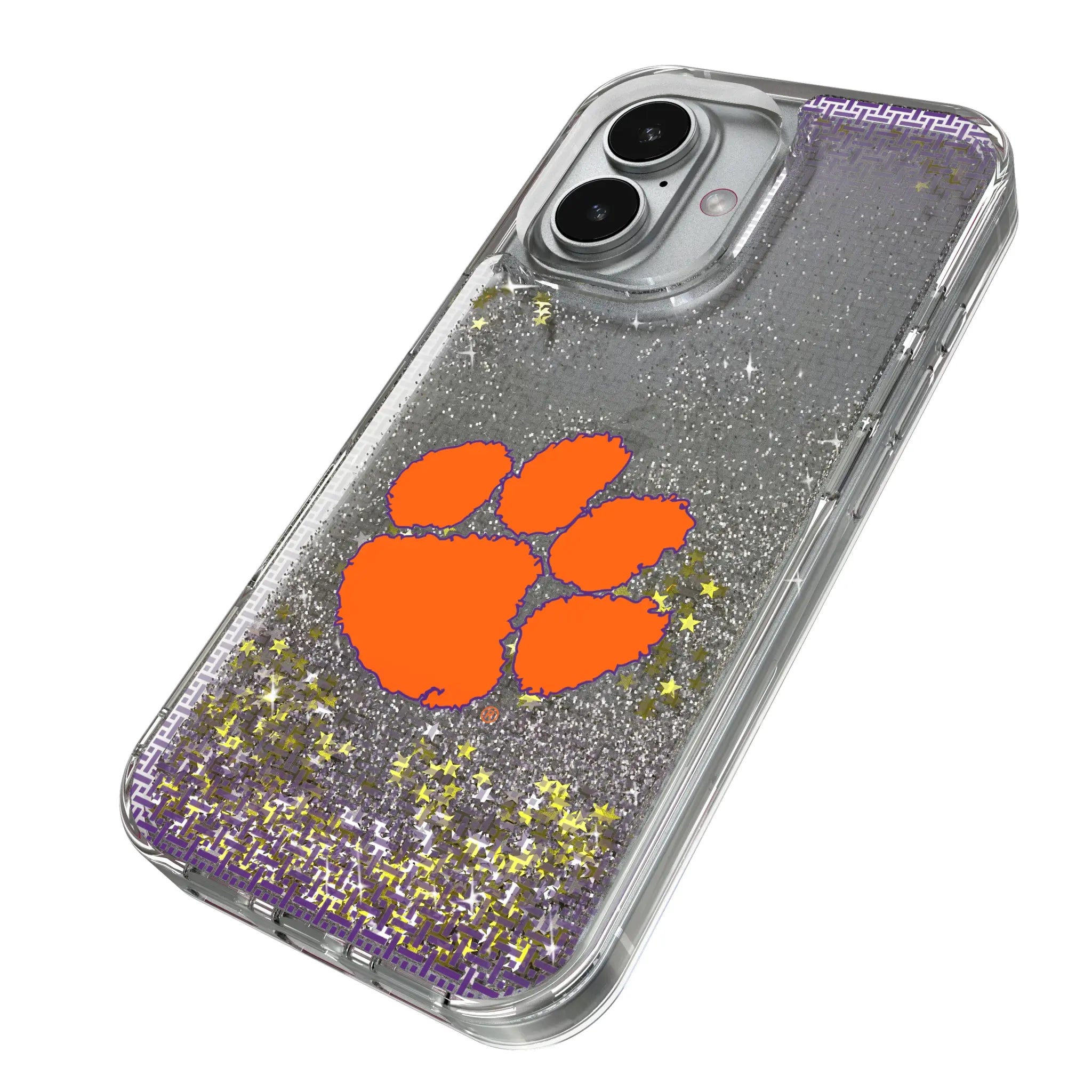 Clemson University Tigers Linen iPhone Glitter Phone Case for Apple iPhone - Isometric View