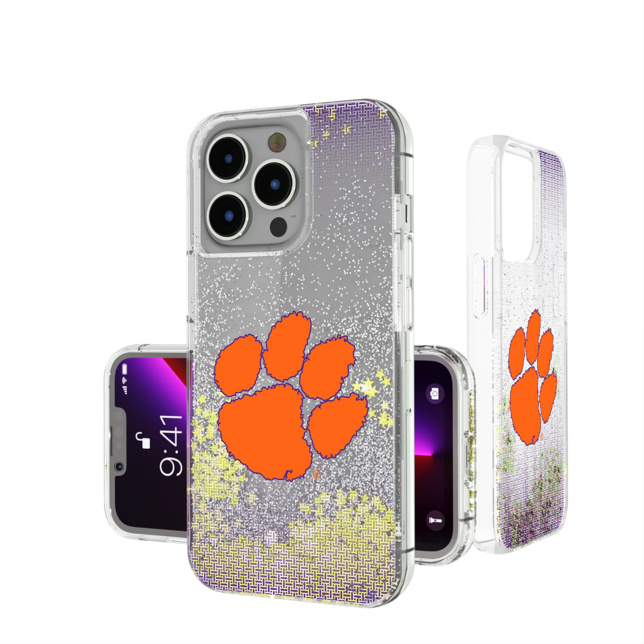 Clemson University Tigers Linen iPhone Glitter Phone Case for Apple iPhone