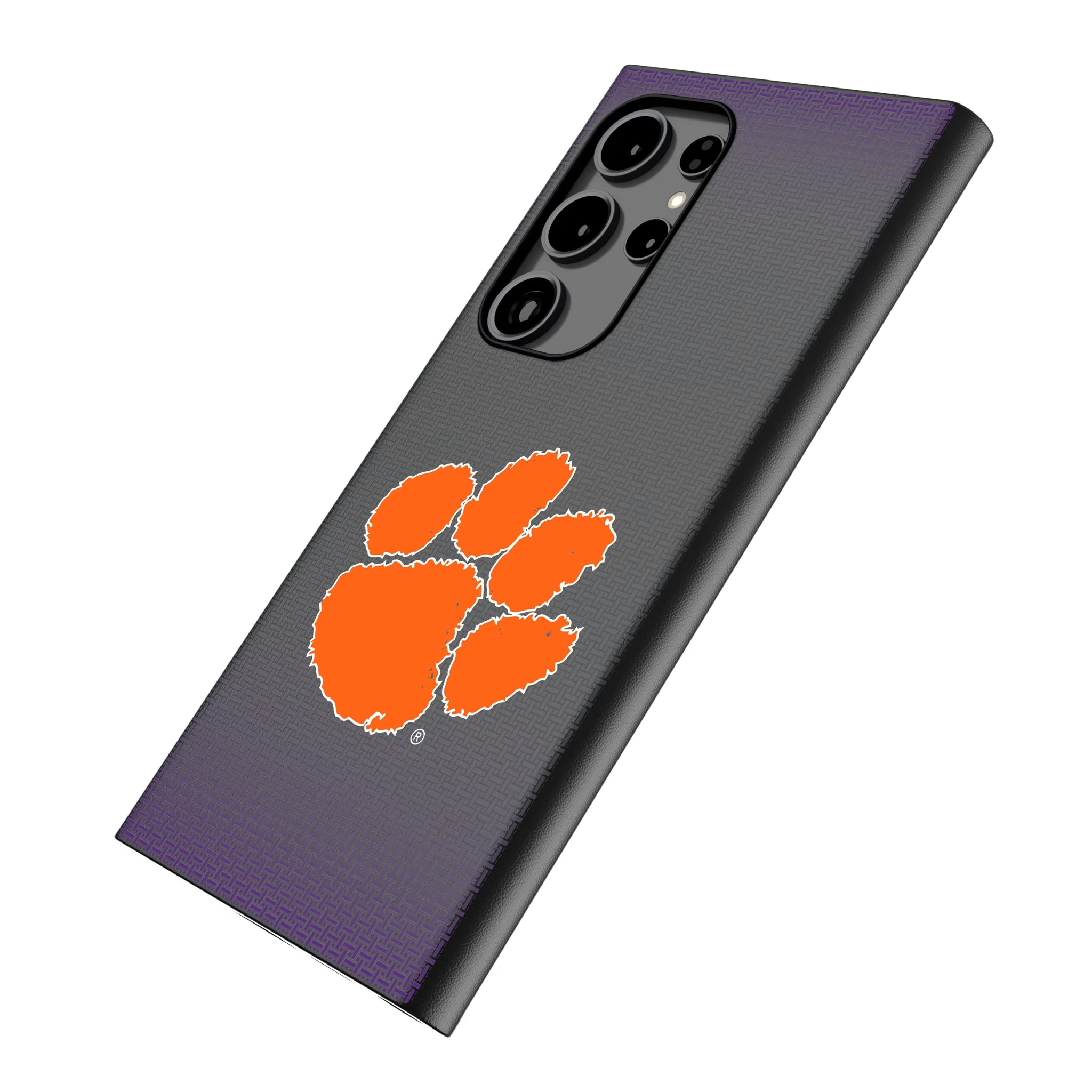 Clemson University Tigers Linen Galaxy MagSafe Compatible Phone Case for Samsung Galaxy - Isometric View