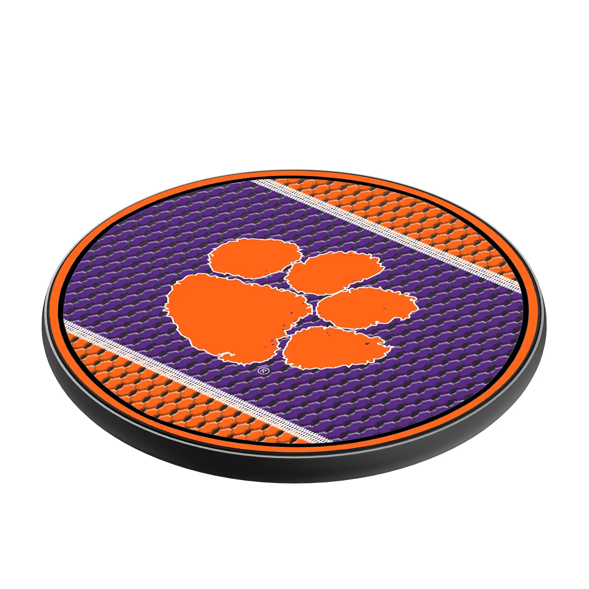 Clemson University Tigers Mesh 15-Watt Wireless Charger - Isometric View