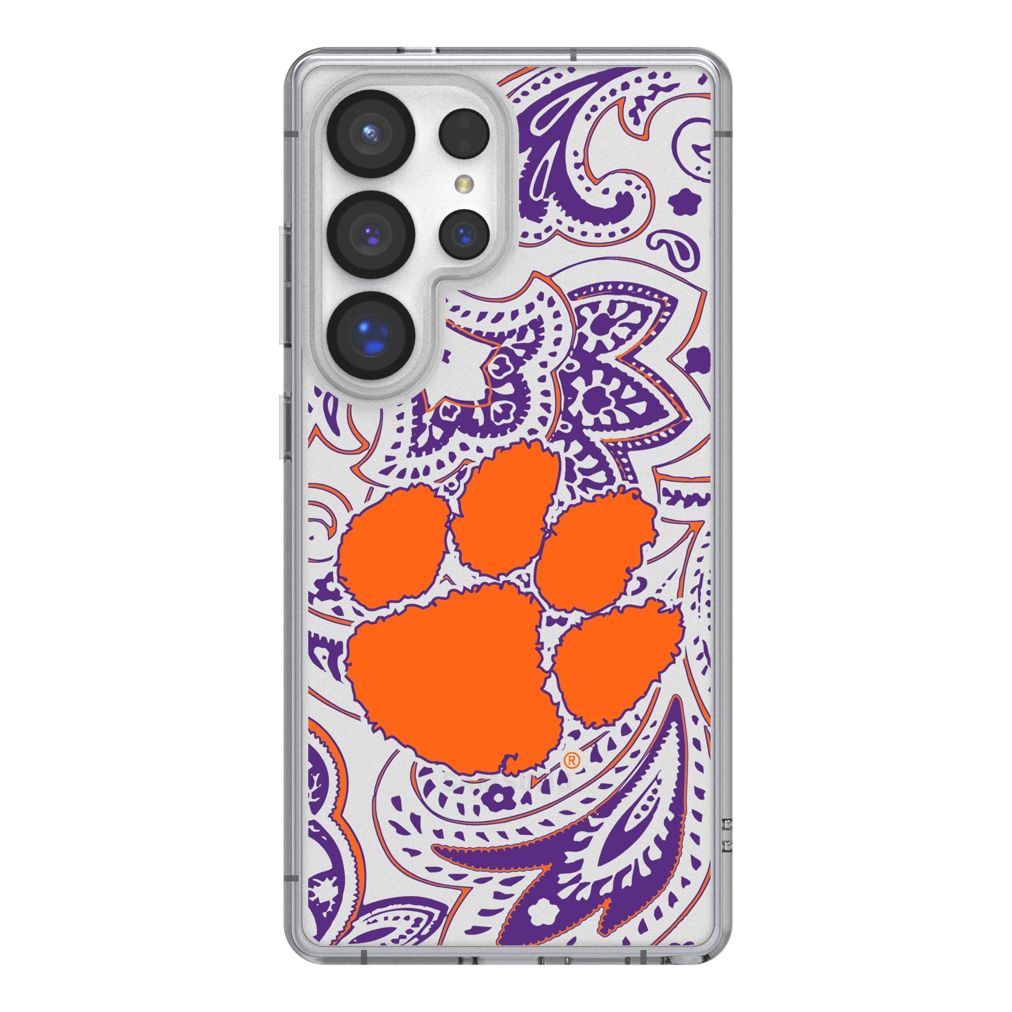 Clemson University Tigers Paisley Galaxy Clear Phone Case for Samsung Galaxy