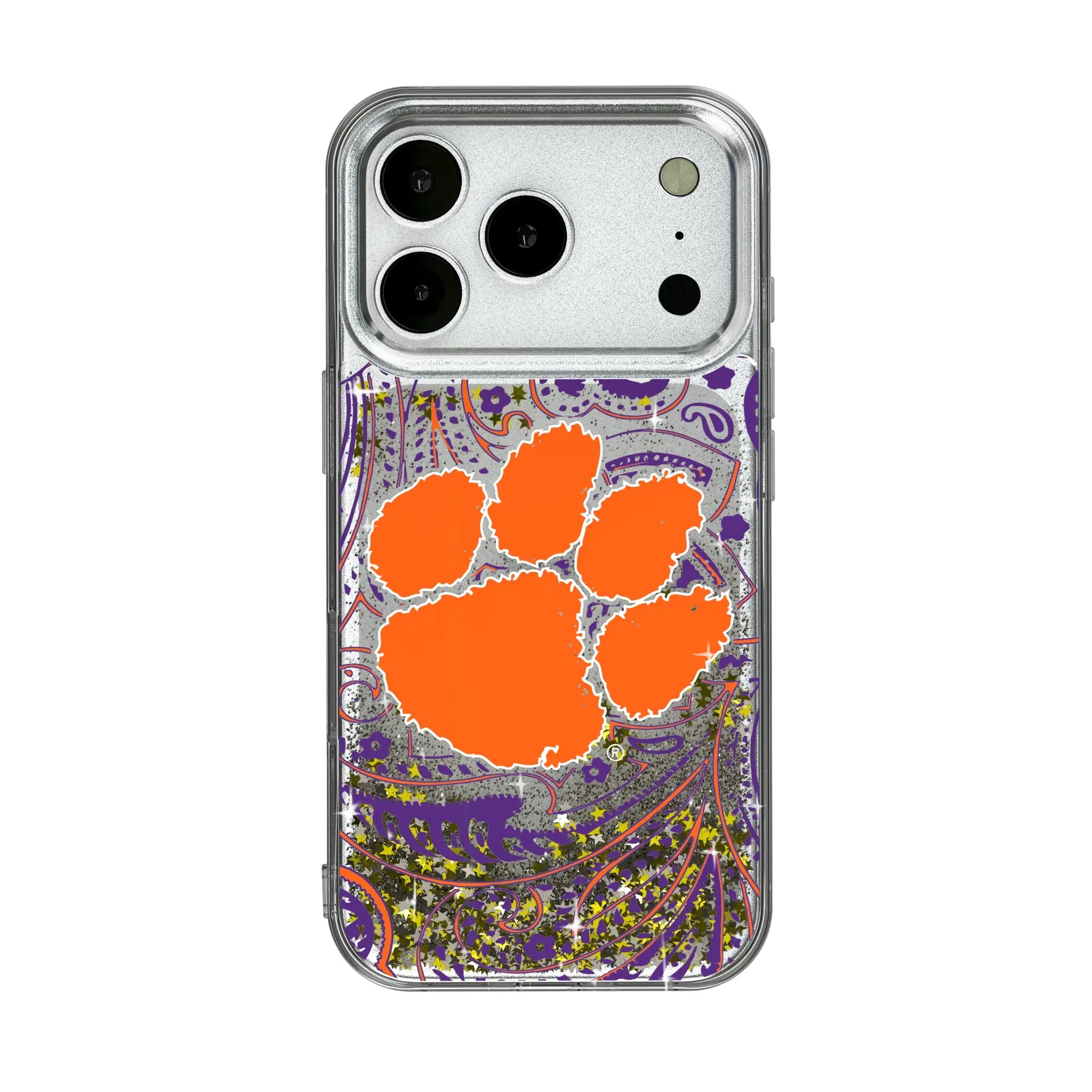 Clemson University Tigers Paisley iPhone Glitter Phone Case for Apple iPhone